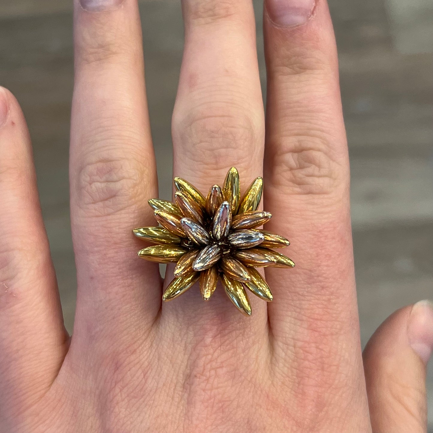 Mixed Metal Starburst Right Hand Ring