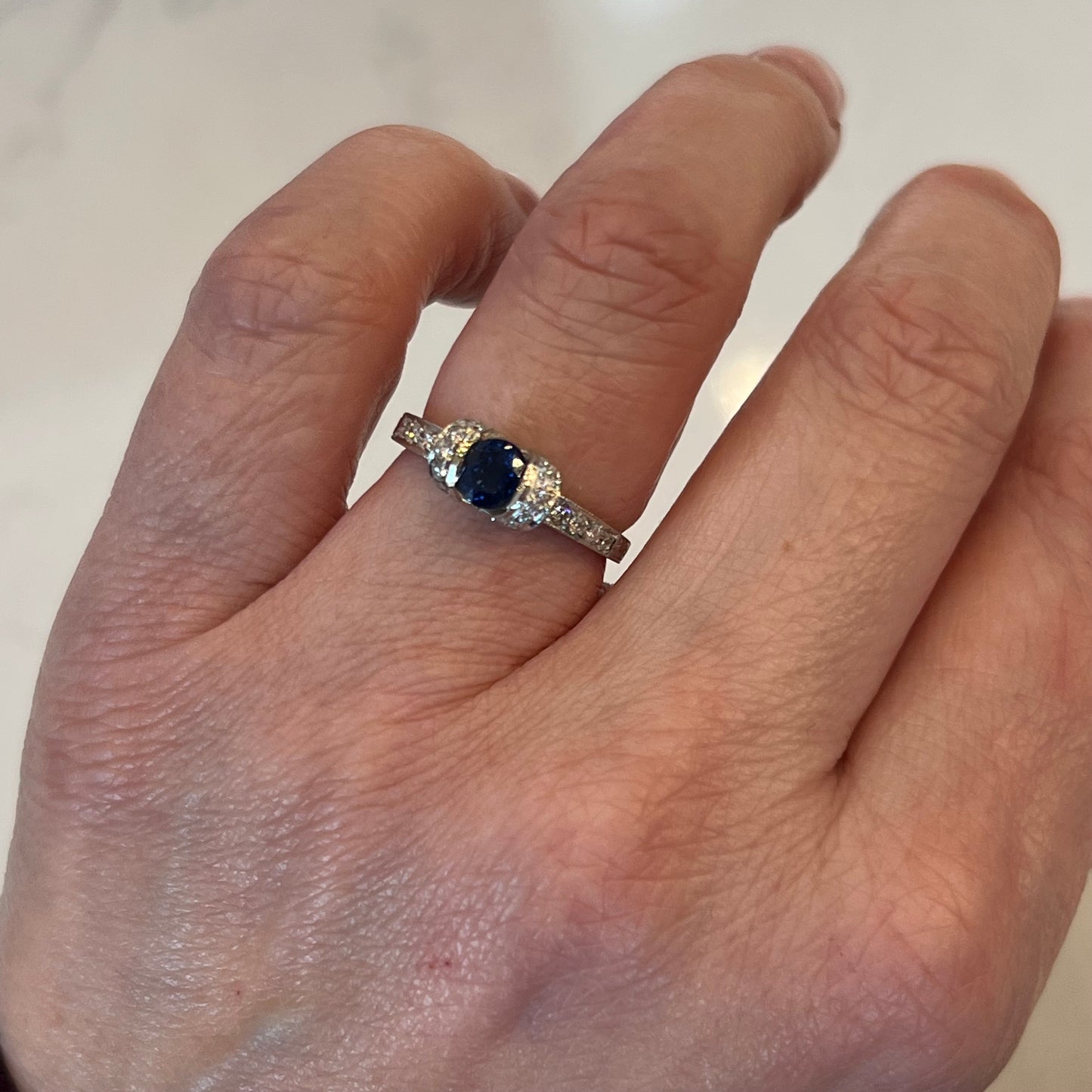 .55 Oval Cut Sapphire & Diamond Engagement Ring in Platinum