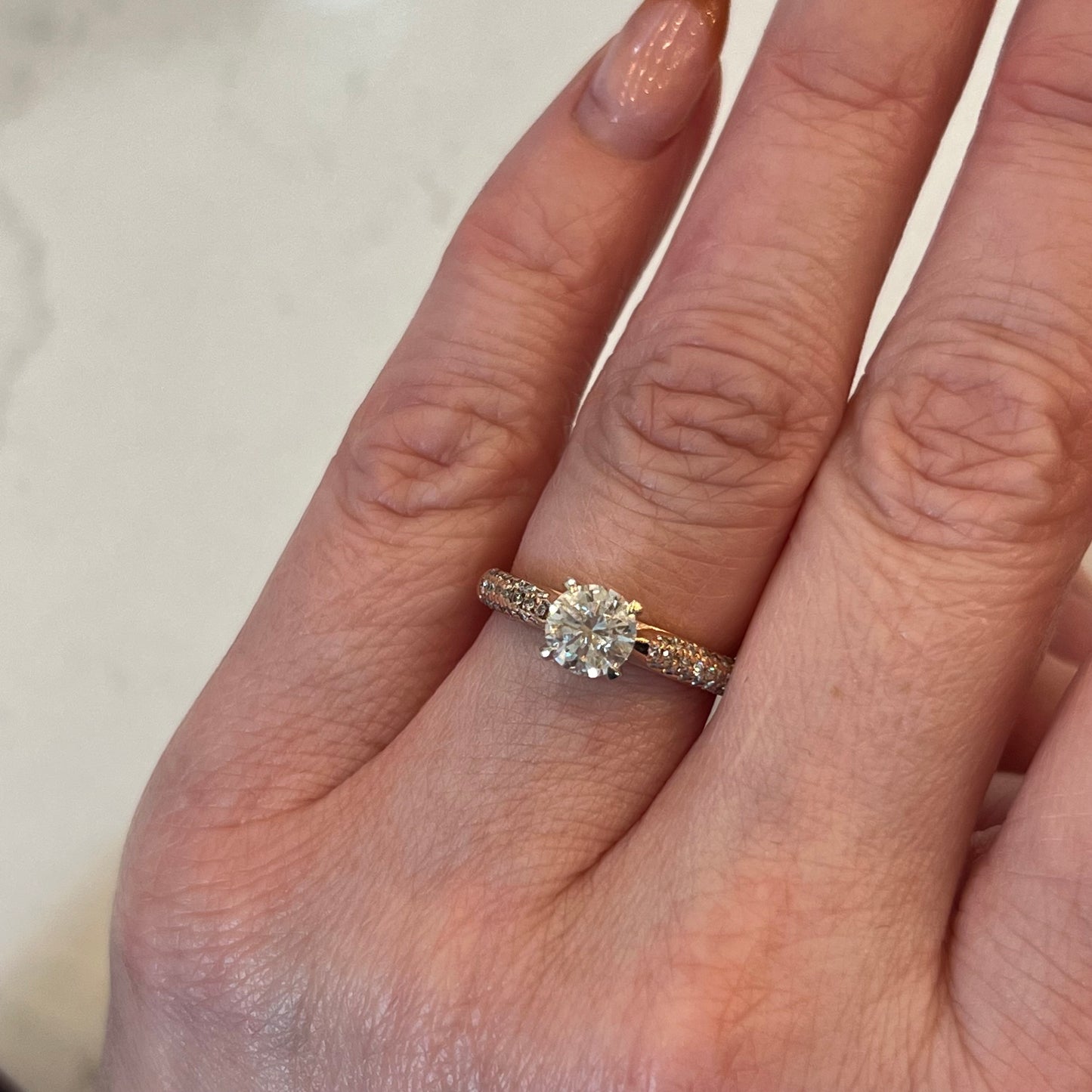 .74 Old European Solitaire Engagement Ring Two-Tone Gold