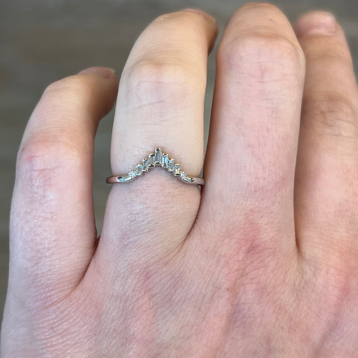 Baguette Cut Contoured Diamond Wedding Band in 14k White Gold