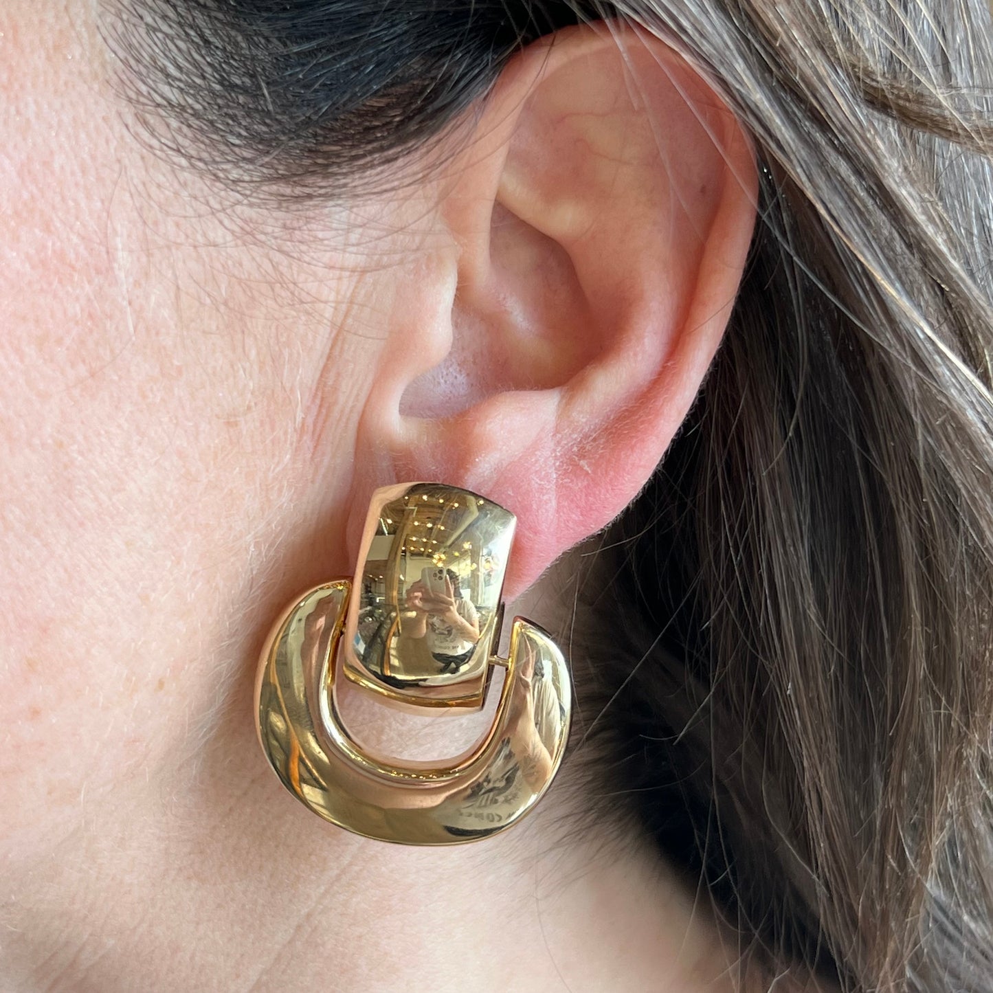 Geometric Swinging Dangle Earrings in 14K Yellow Gold