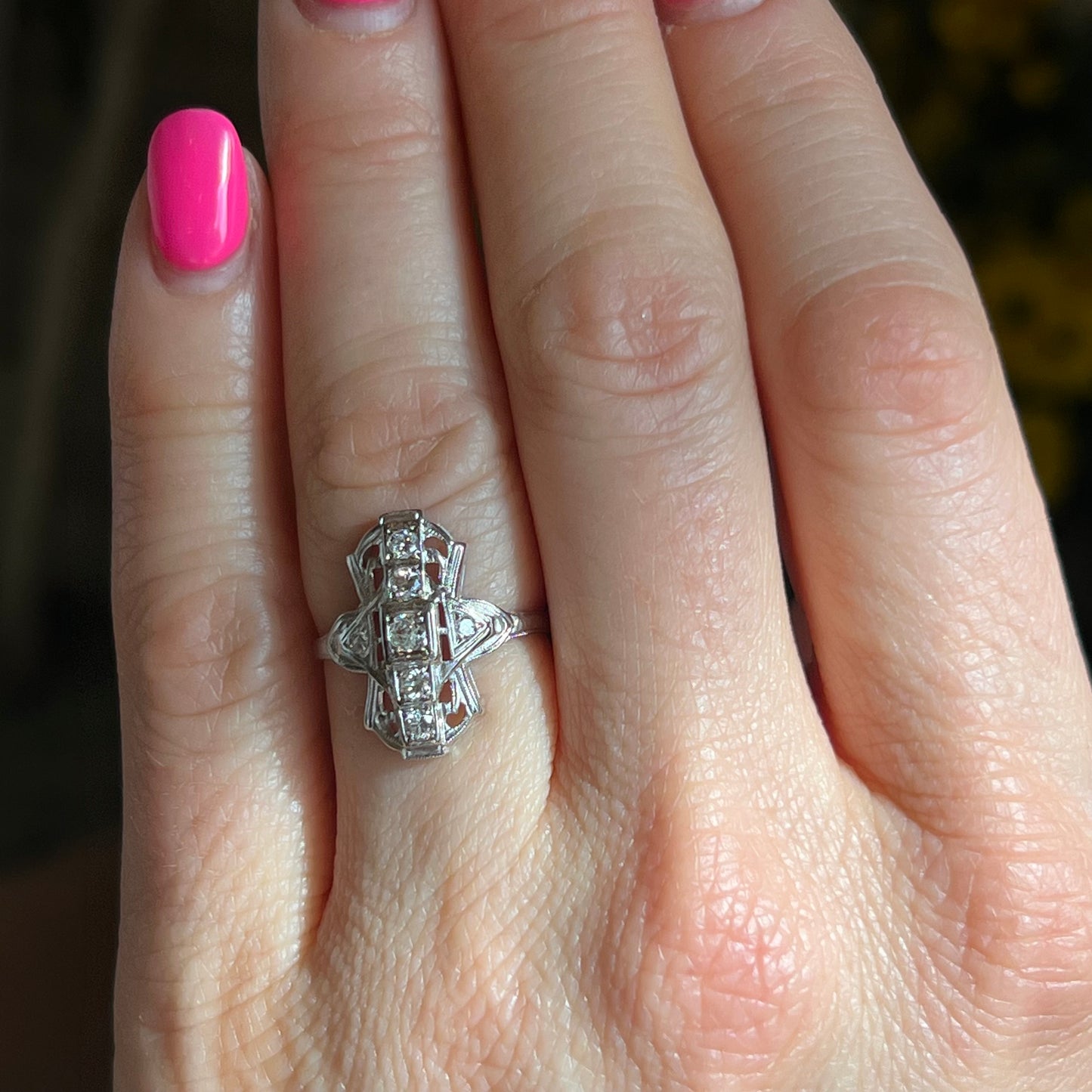 Vintage 1930's Ring w/ Old European Cut Diamonds in 18k