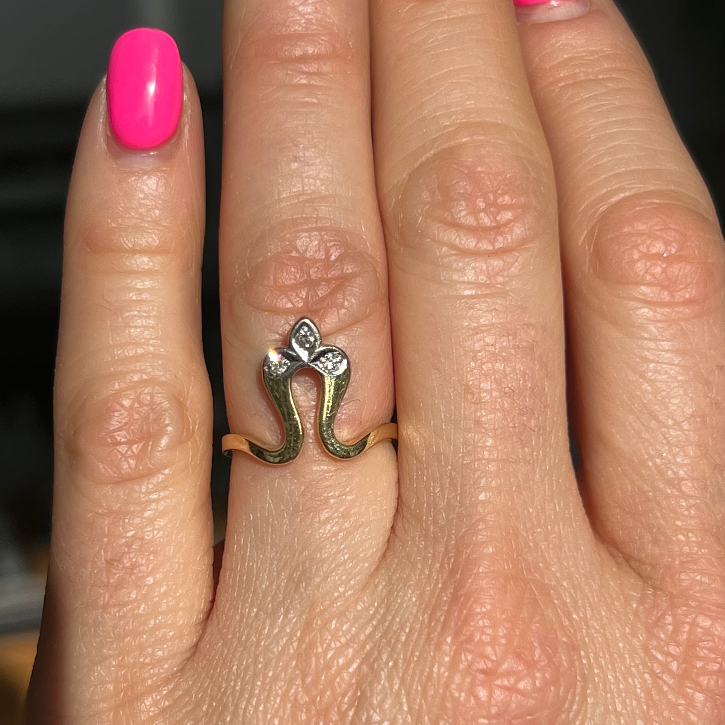 Half Fleur De Lis Diamond Ring in 18k Yellow Gold