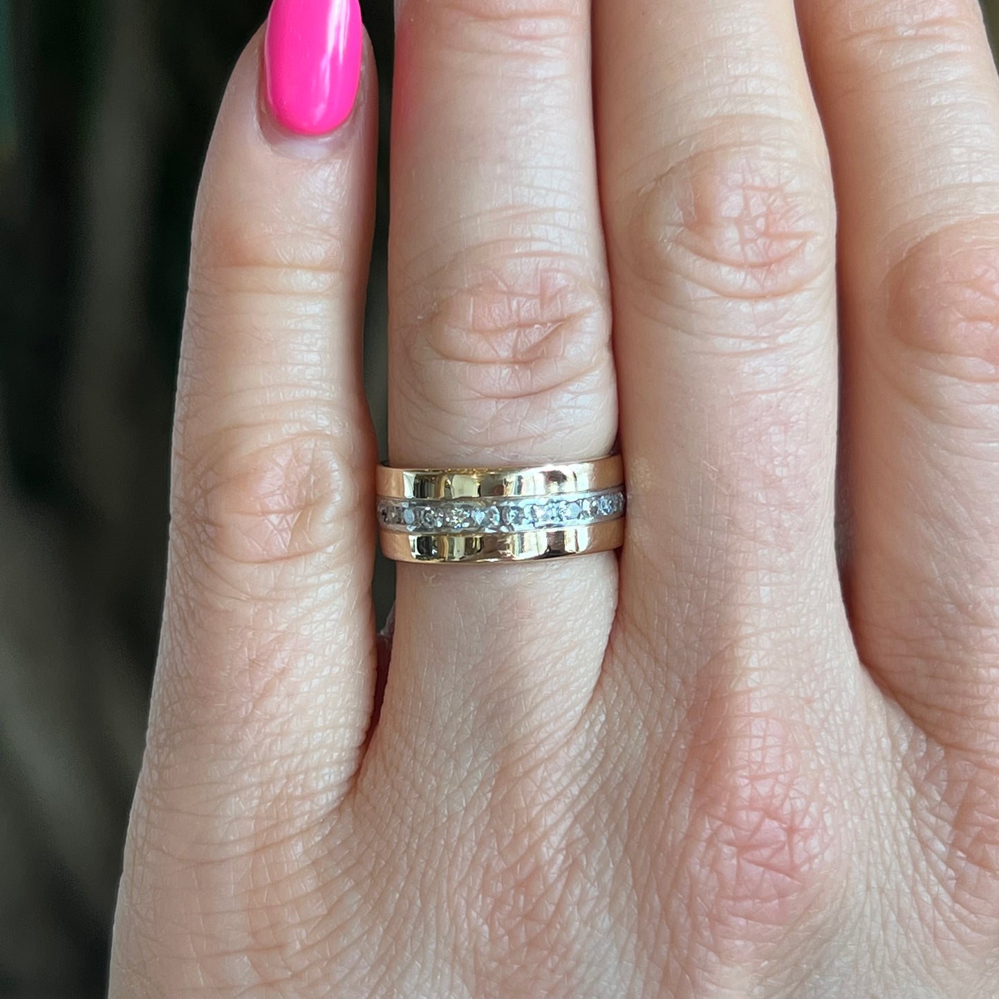 Art Deco Diamond Eternity Band in 14k Yellow Gold & Platinum