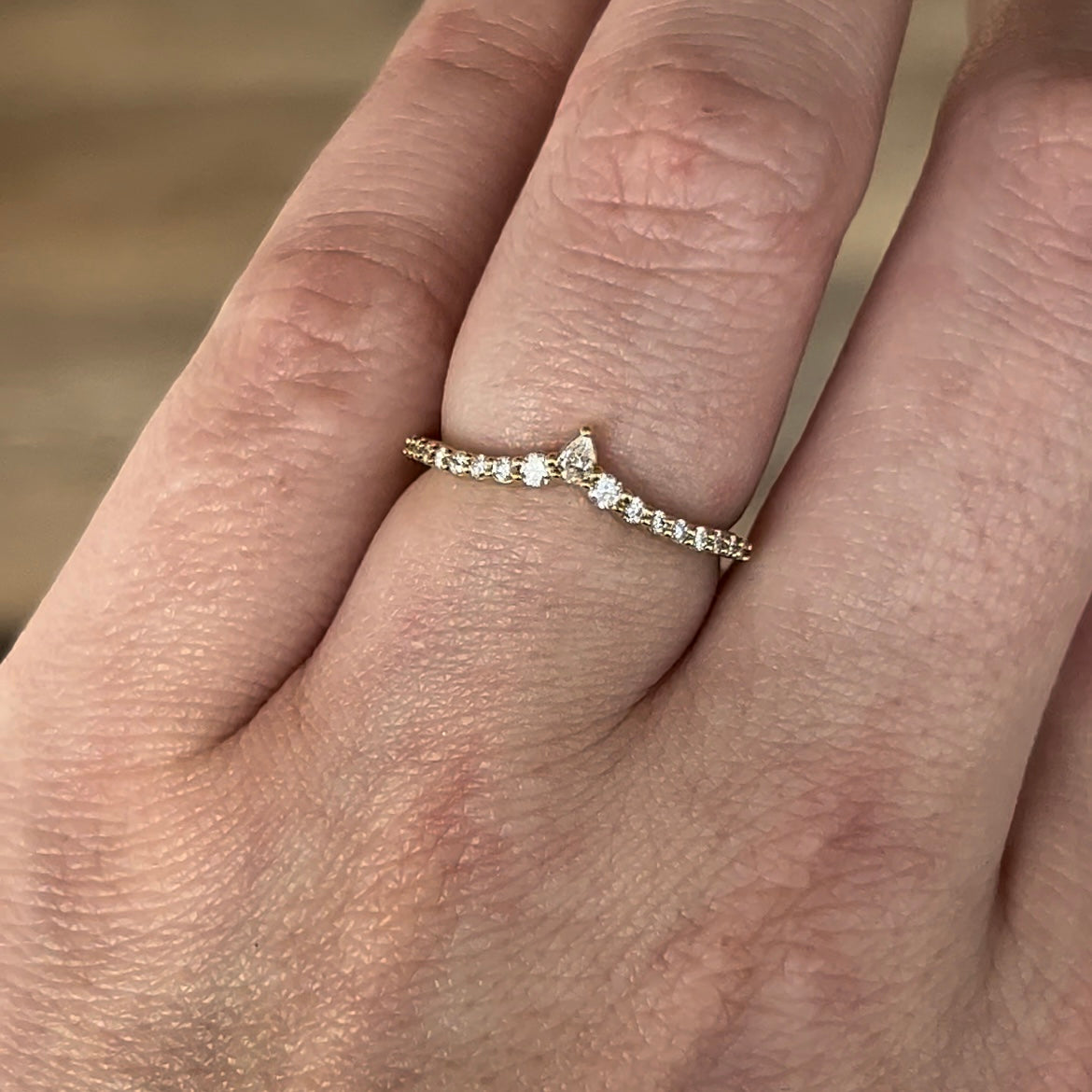 Accented Contour Diamond Wedding Band in 14k Yellow Gold