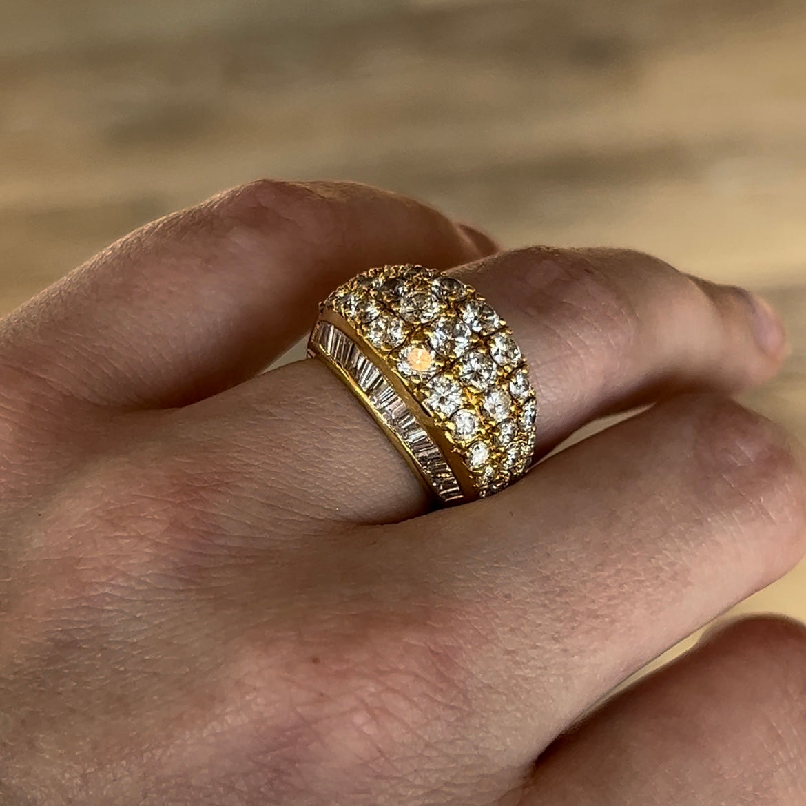 7 Carat Diamond Cocktail Ring 18k Yellow Gold