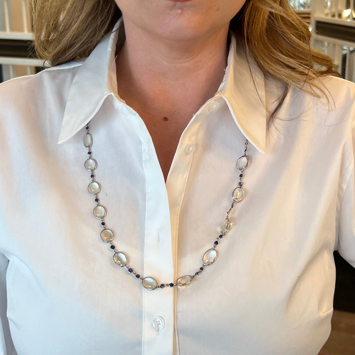 Modern 189.00 Cabochon Cut Moonstones & 8.00 Sapphires in 18K