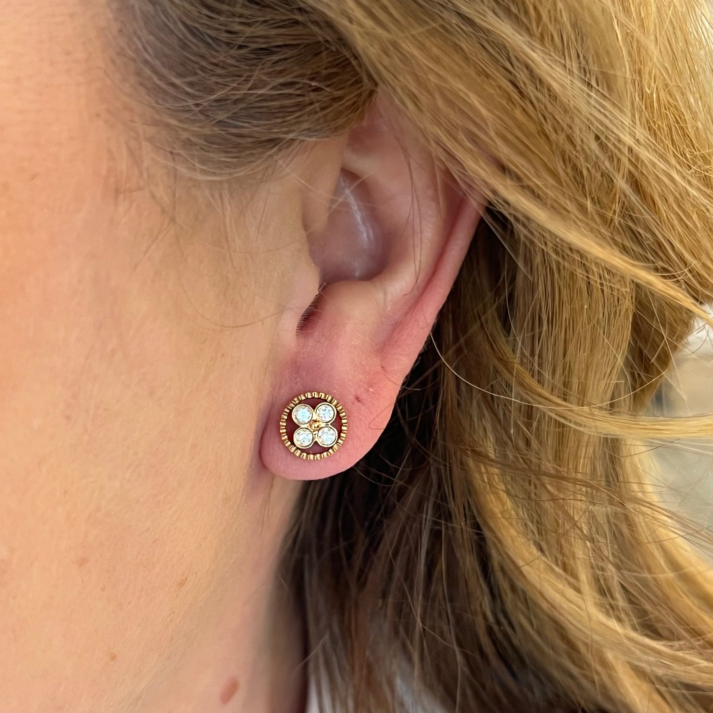 Geometric Diamond Cluster Earrings in Rose Gold