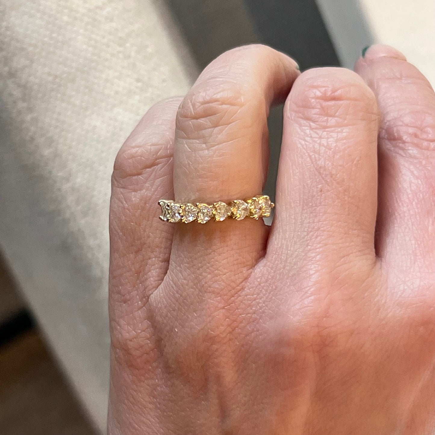 1.62 Diamond Heart Cut Diamond Half-Eternity 14k Yellow Gold