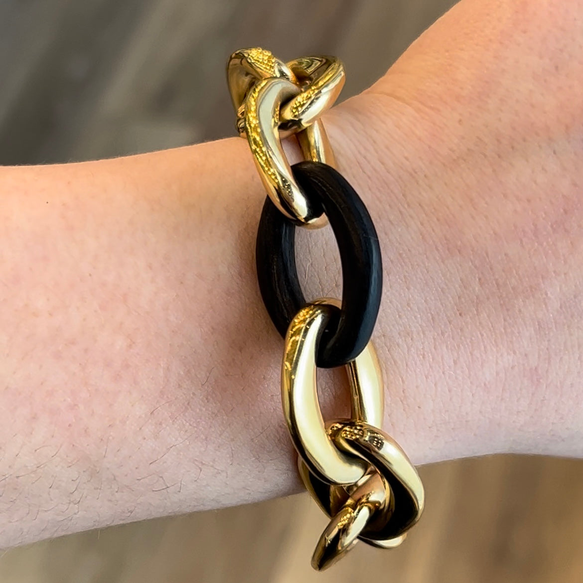 Carl Bucherer Ebony & Gold Oval Link Bracelet in 18k