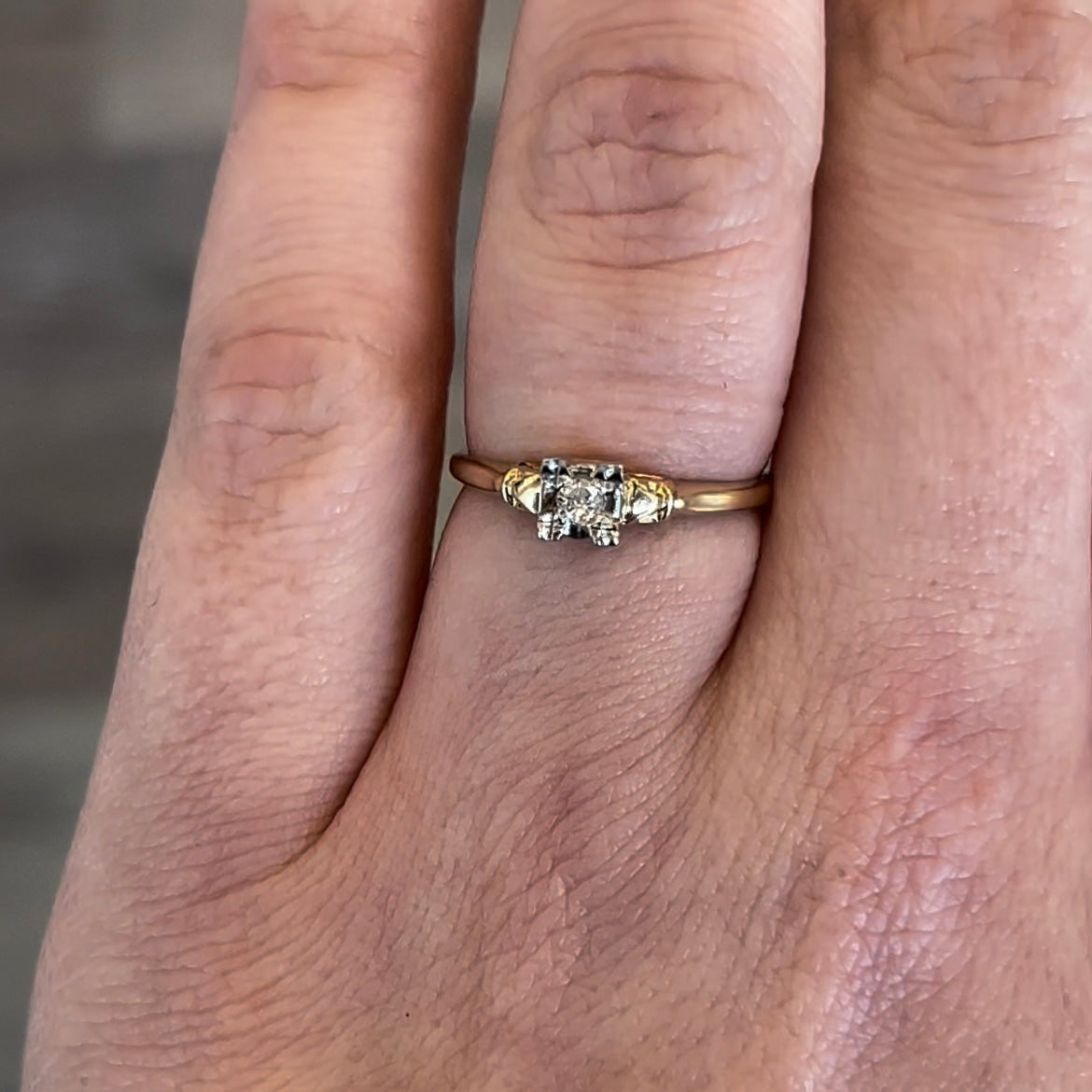 Vintage .07 Round Brilliant Diamond Solitaire Engagement Ring