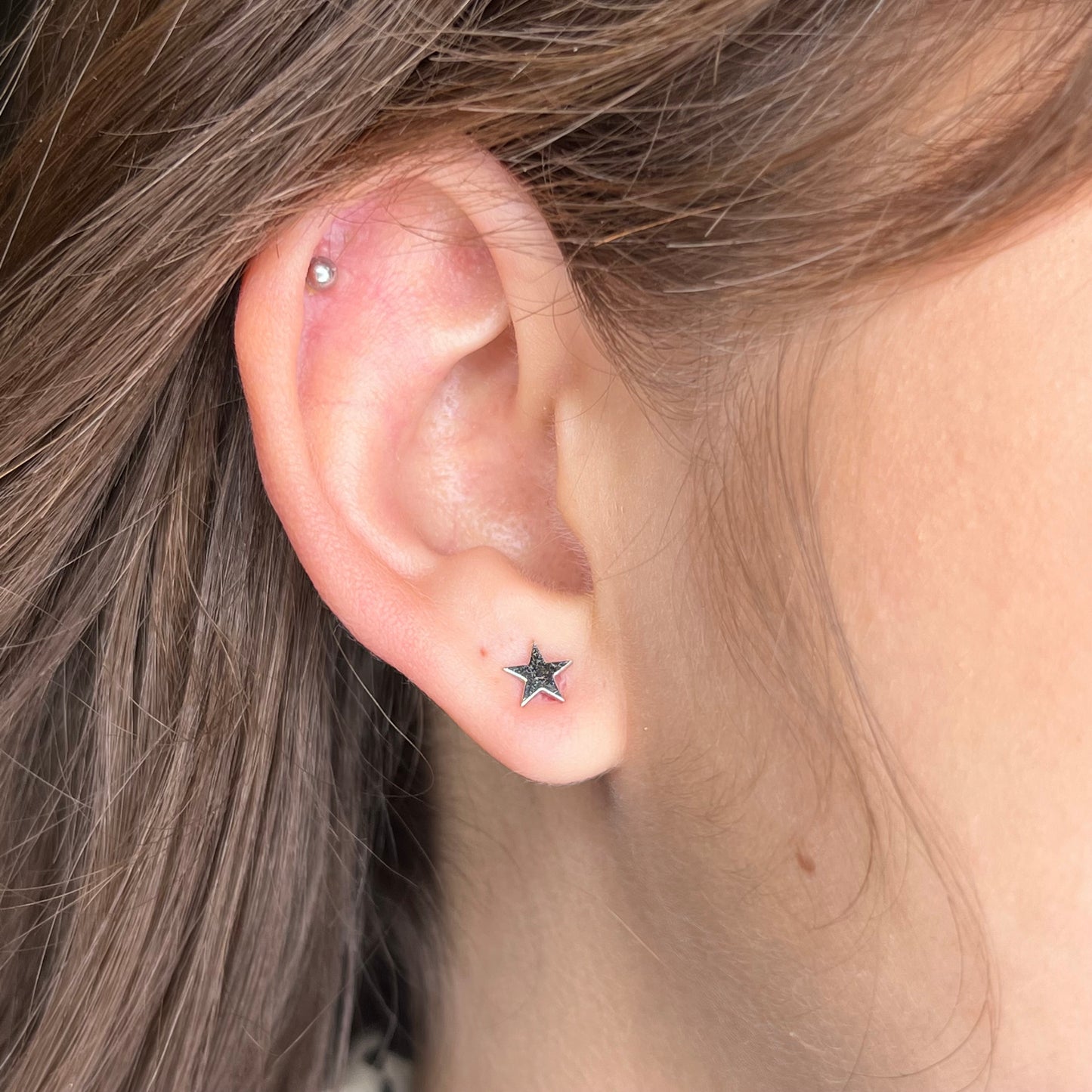 Star Stud Earrings 14K White Gold