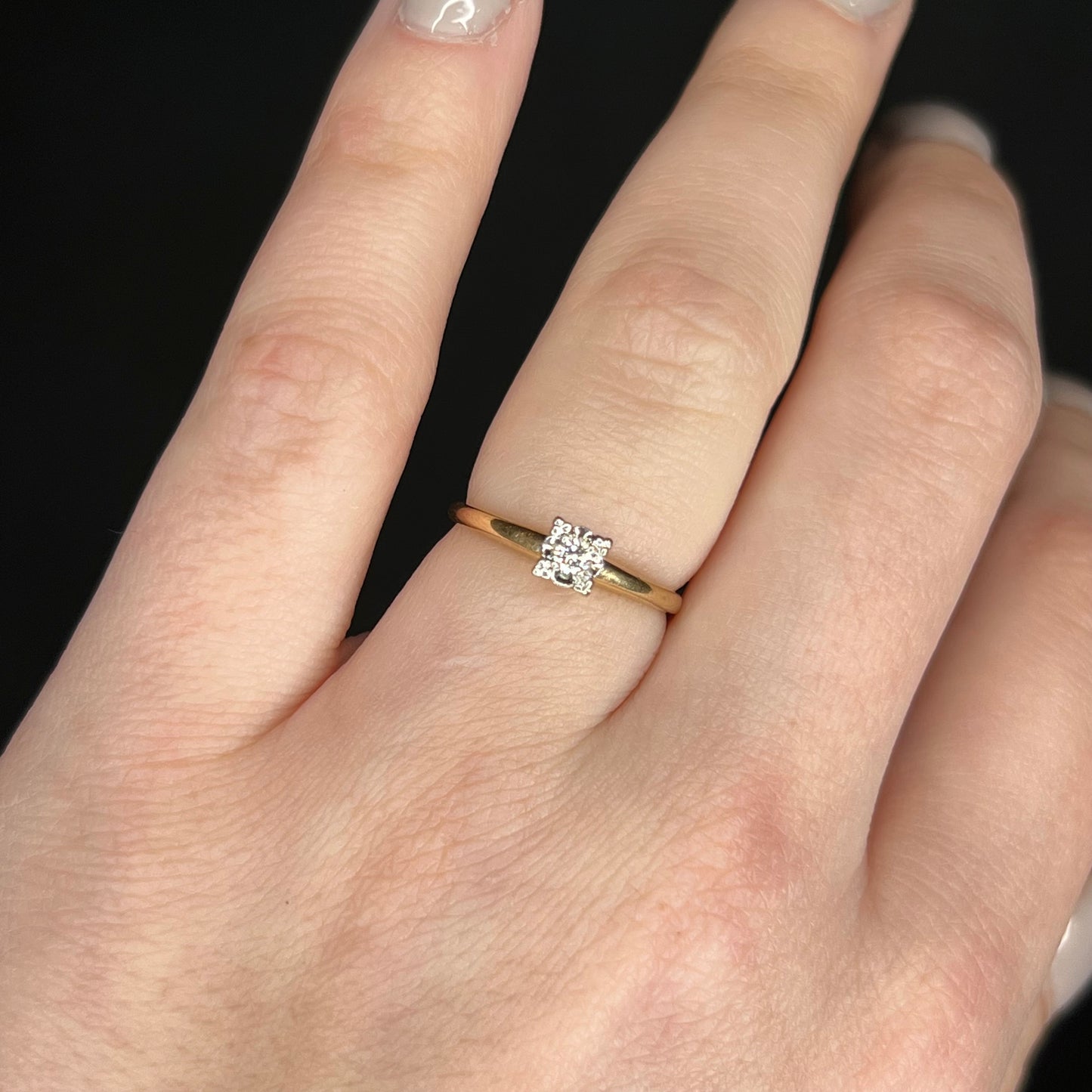 .06 Retro Engagement Ring in 14k Yellow & White Gold