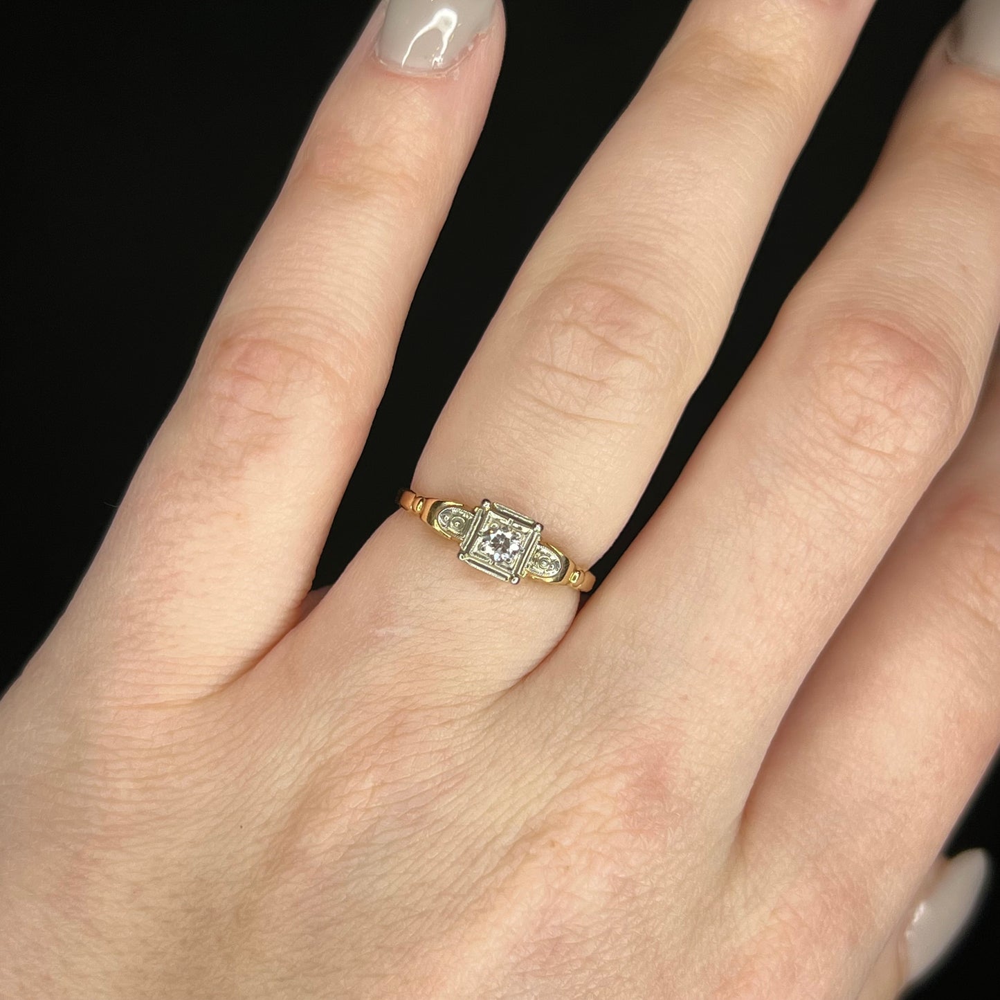 .12 Old European Diamond Engagement Ring in 14k Yellow Gold