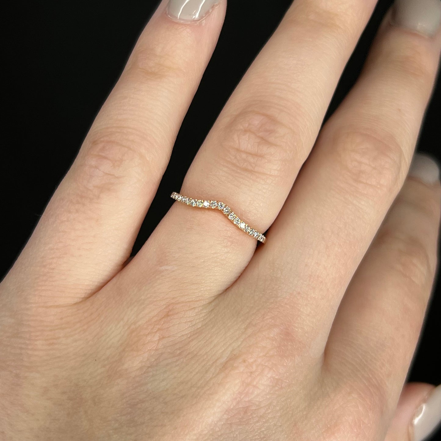 .16 Diamond Curved Wedding Band in Rose Gold