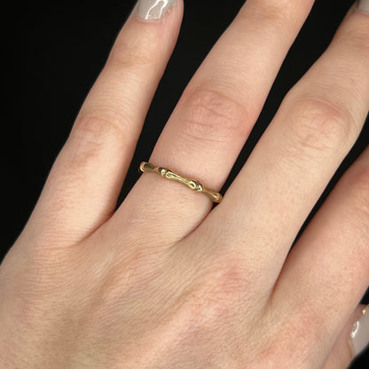 Bamboo Style Stacking Band in 14k Yellow Gold