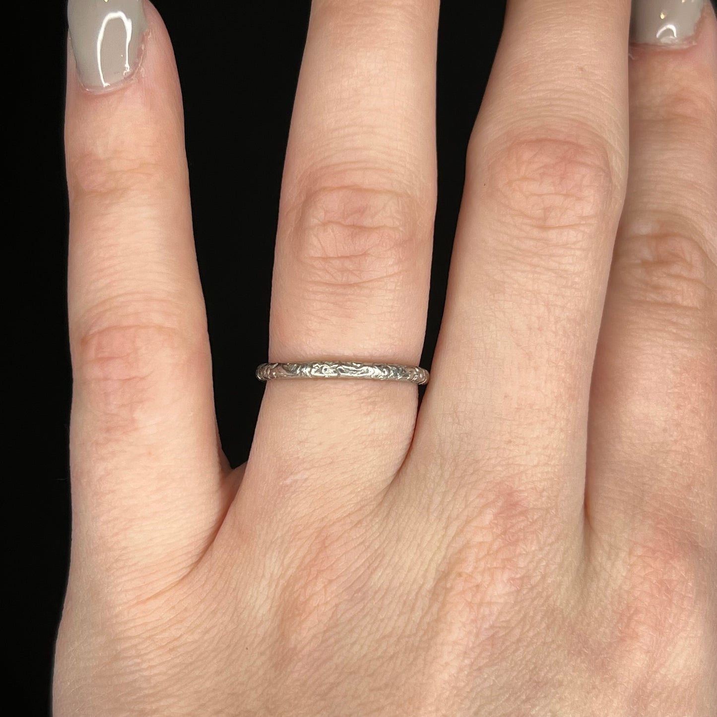 Antique Art Deco Orange Blossom Platinum Wedding Band