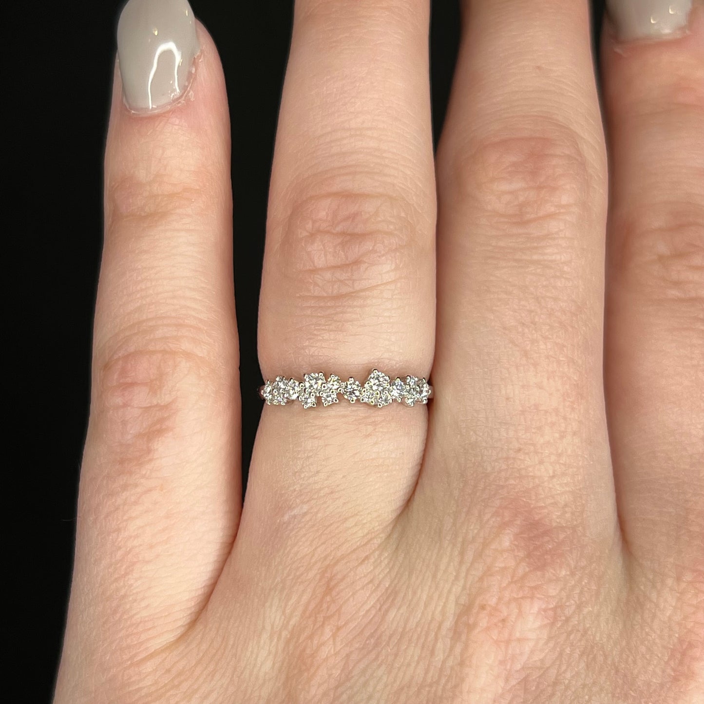 .09 Cluster Diamond Wedding Band in 14k White Gold