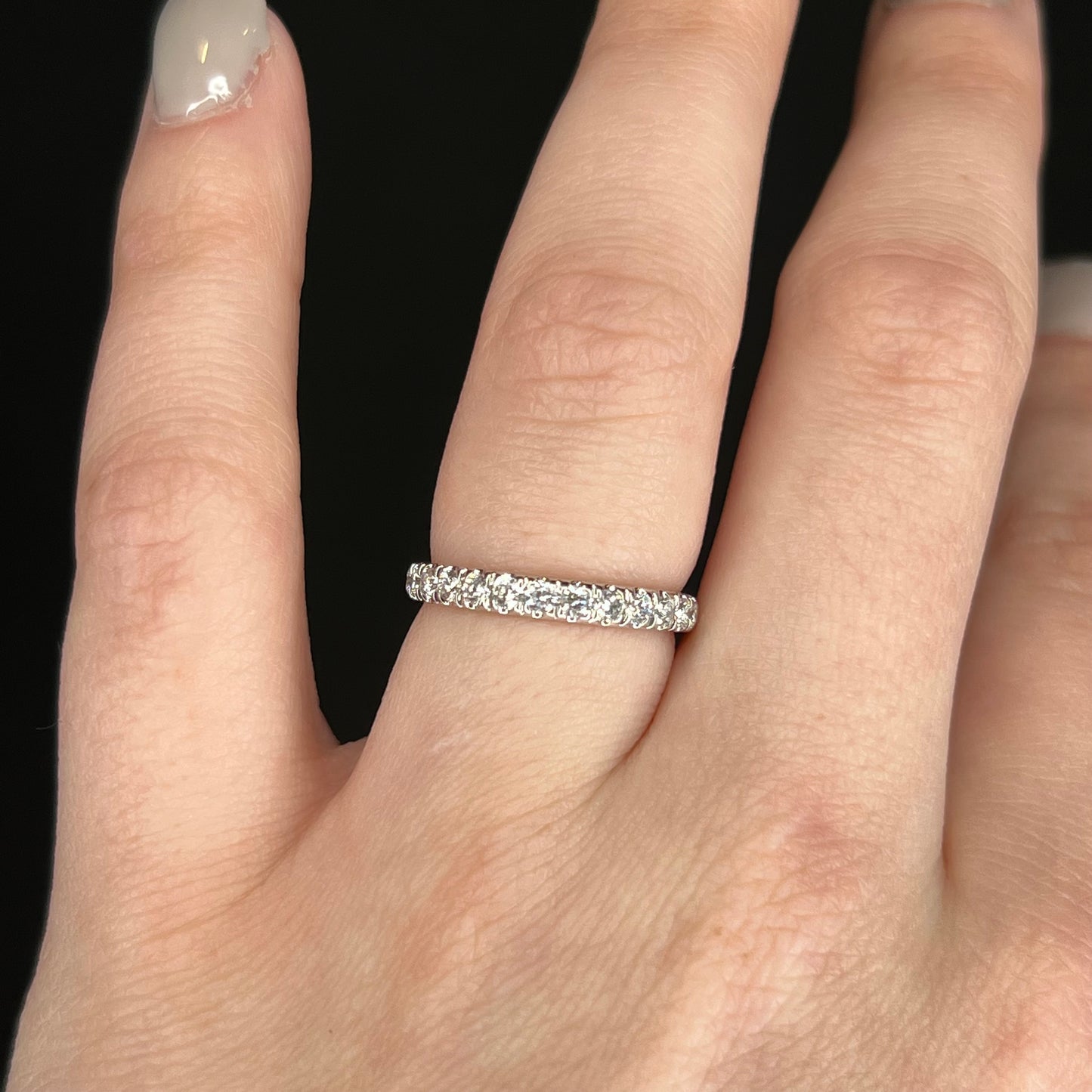 .53 Round Brilliant Cut Diamond Wedding Band in 14k White Gold