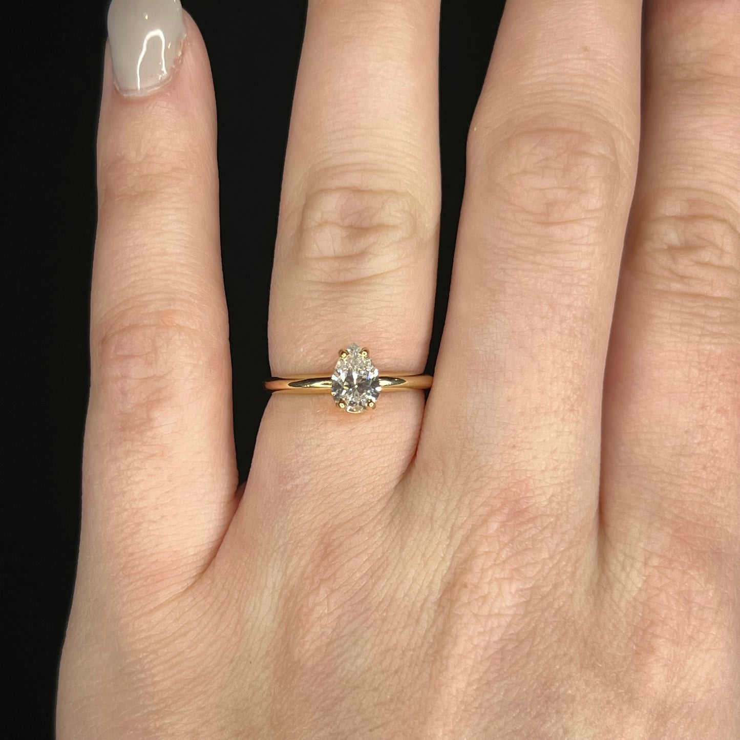 .88 Pear Cut Solitaire GIA Diamond Engagement Ring in 14k