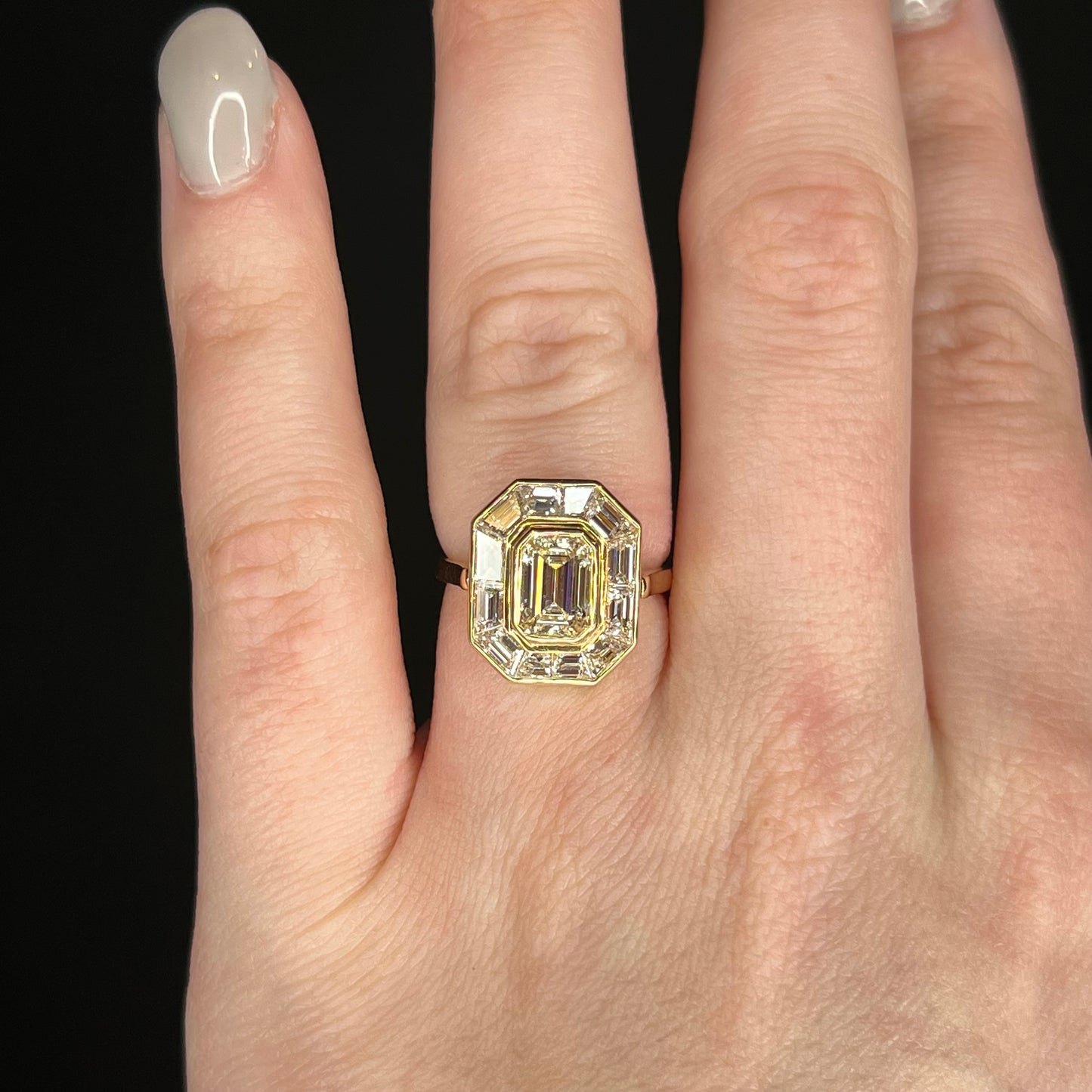 1.69 Emerald Cut Diamond Engagement Ring in Yellow Gold