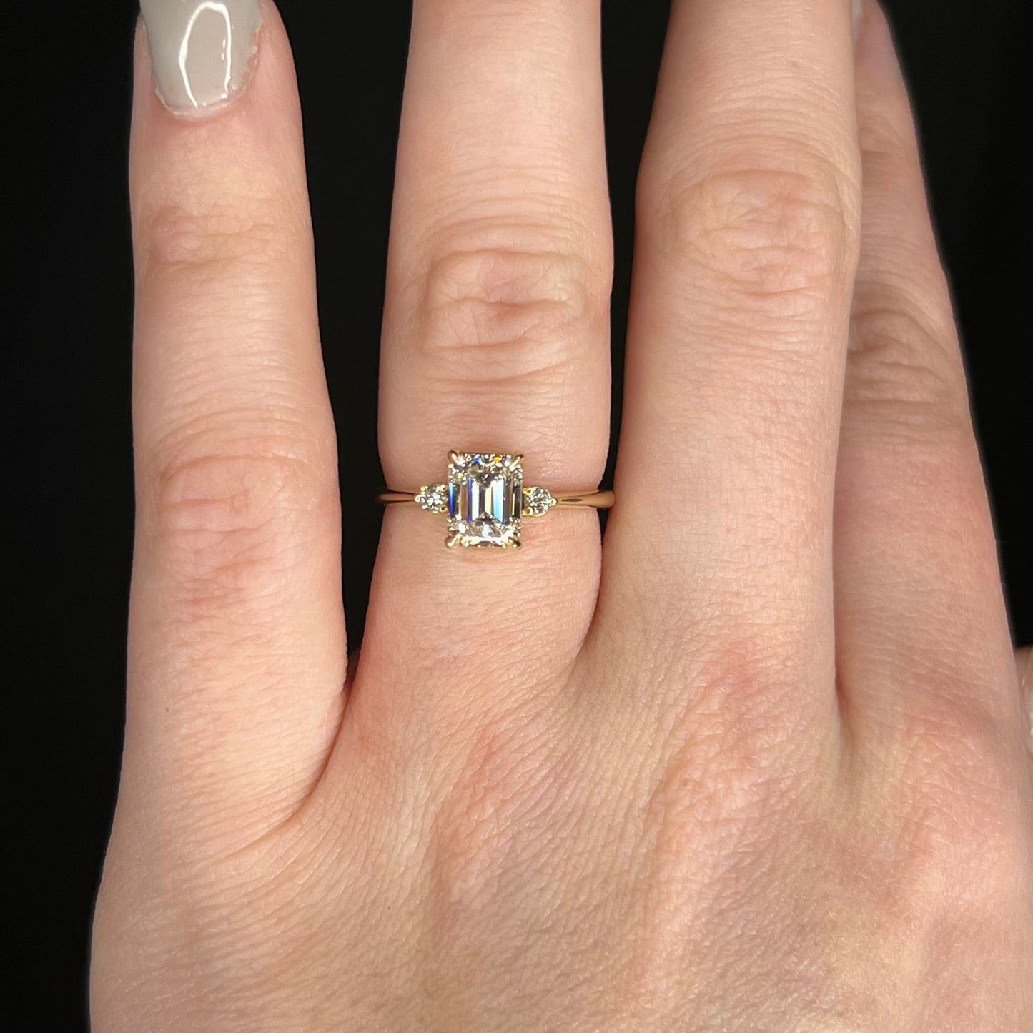 1.51 GIA Emerald Cut Diamond Engagement Ring in 14k Yellow Gold