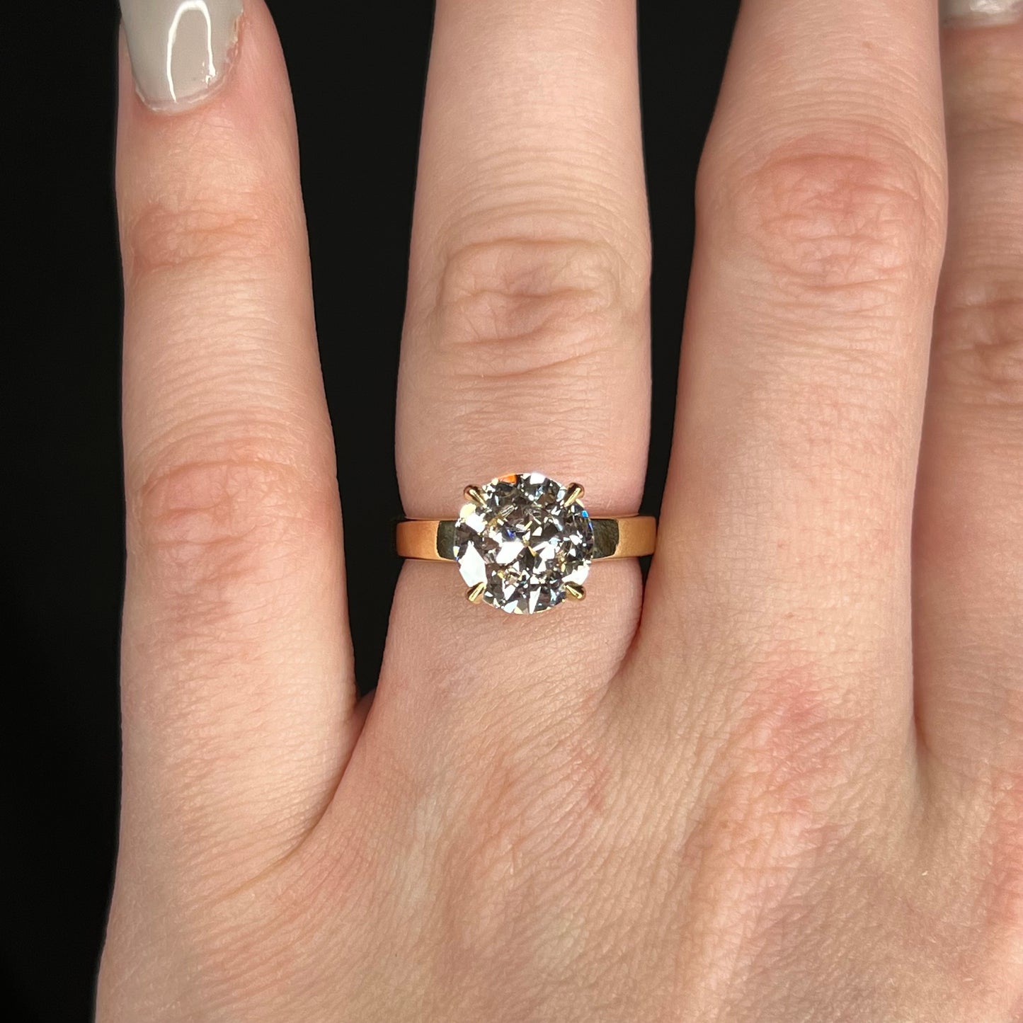 3.00 Old European Cut Diamond Engagement Ring in 18k