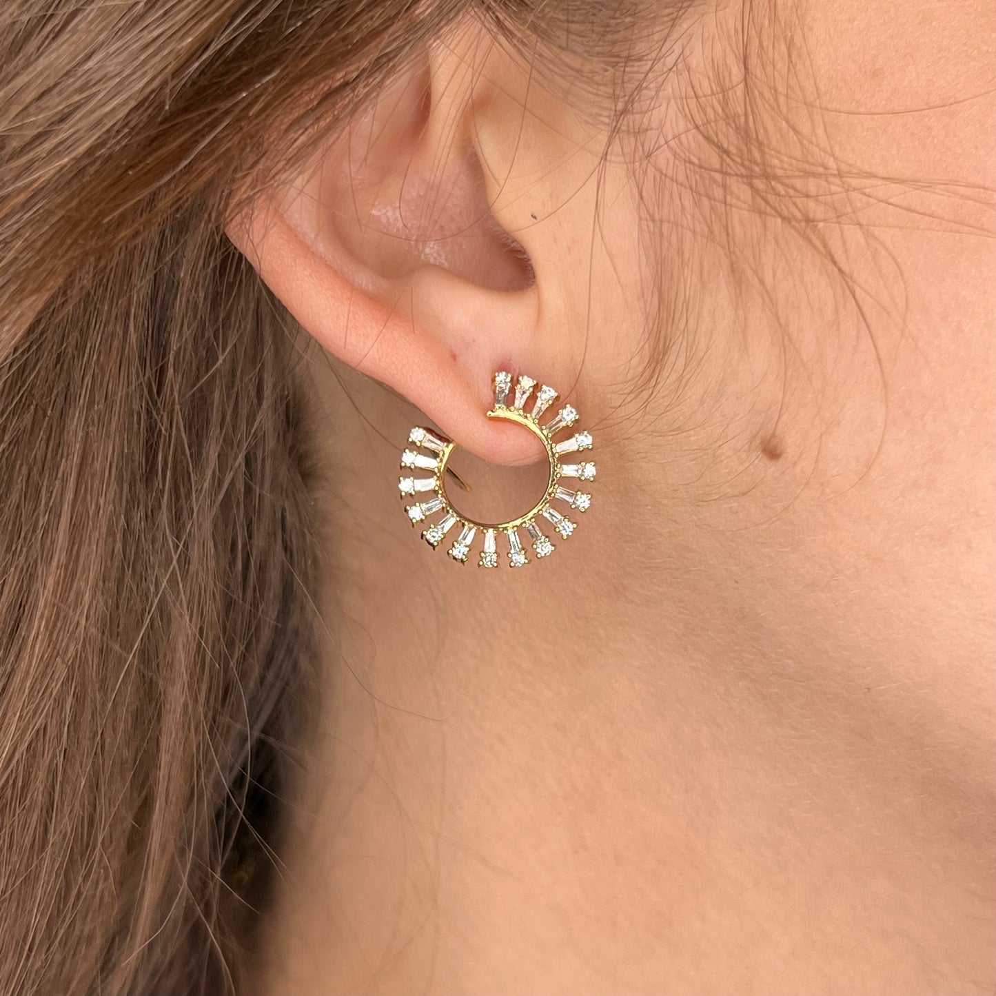 .68 Diamond Hoop Earrings in 18k Yellow Gold