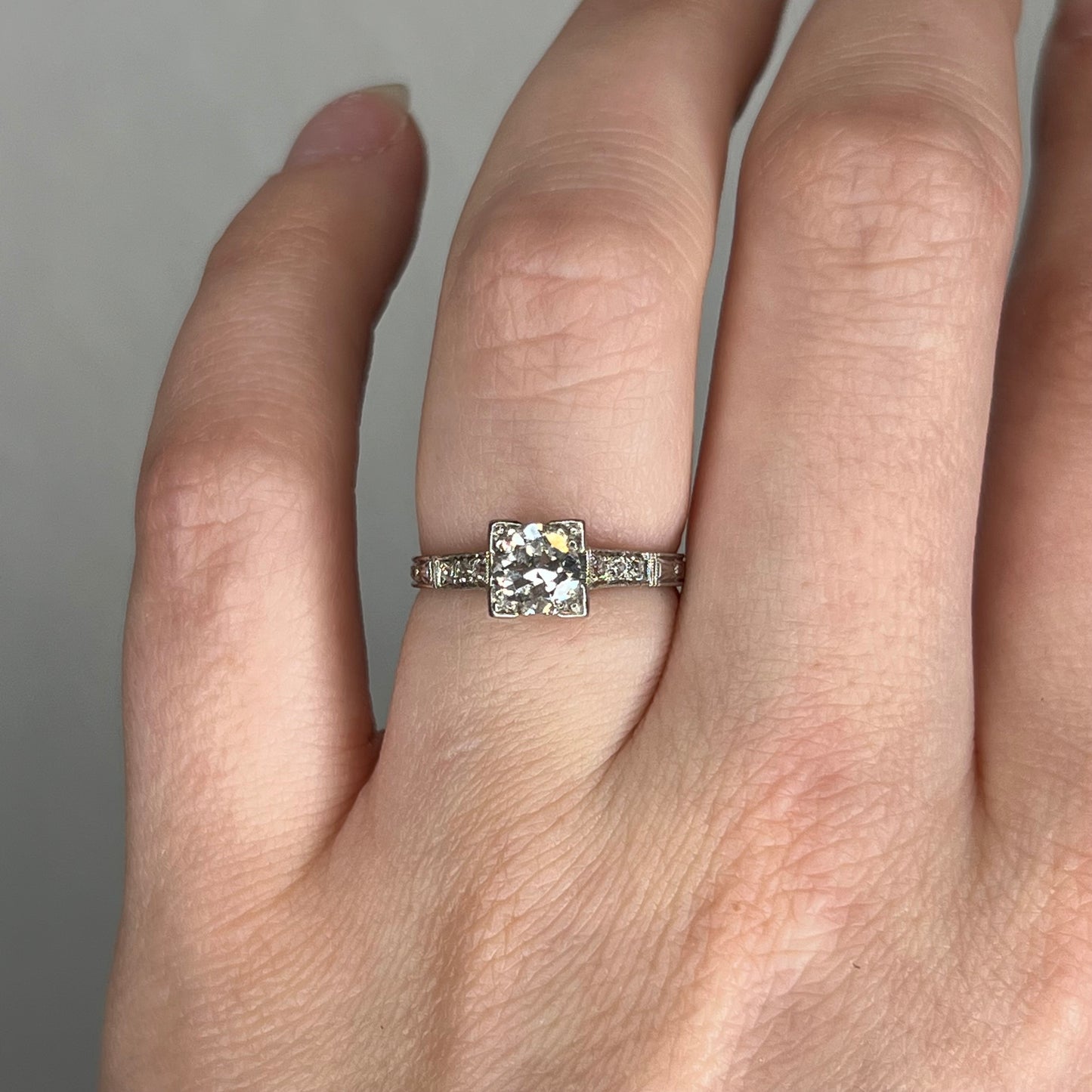 .70 Old European Cut Diamond Engagement Ring in Platinum