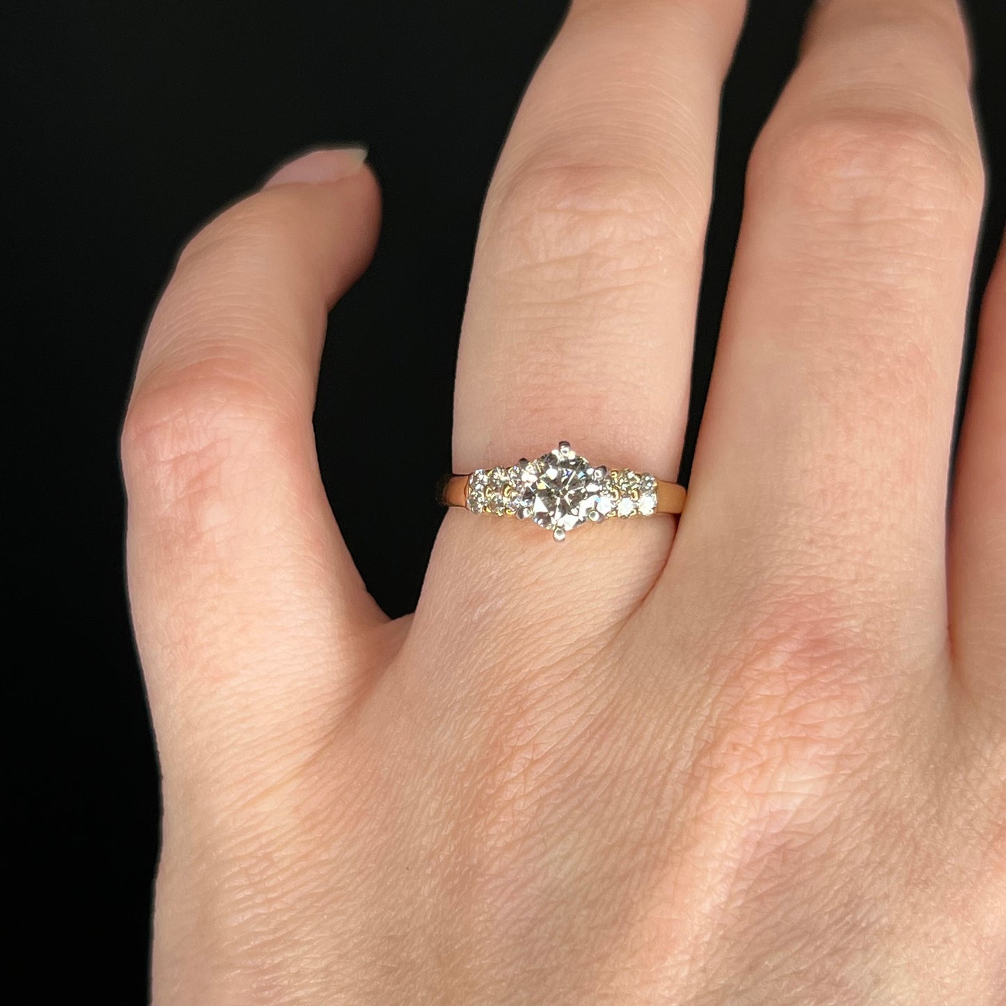 Modern .80 Carat Diamond Engagement Ring in 14k Yellow Gold