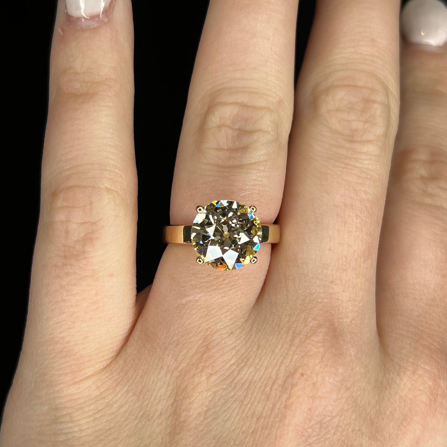 5.24 Old European Cut Diamond Engagement Ring in 14k Yellow Gold