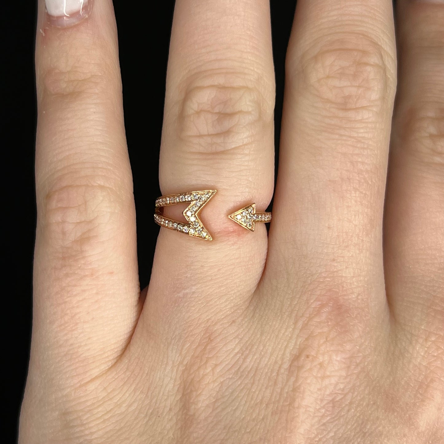 Pave Diamond Arrow Ring in 14k Rose Gold