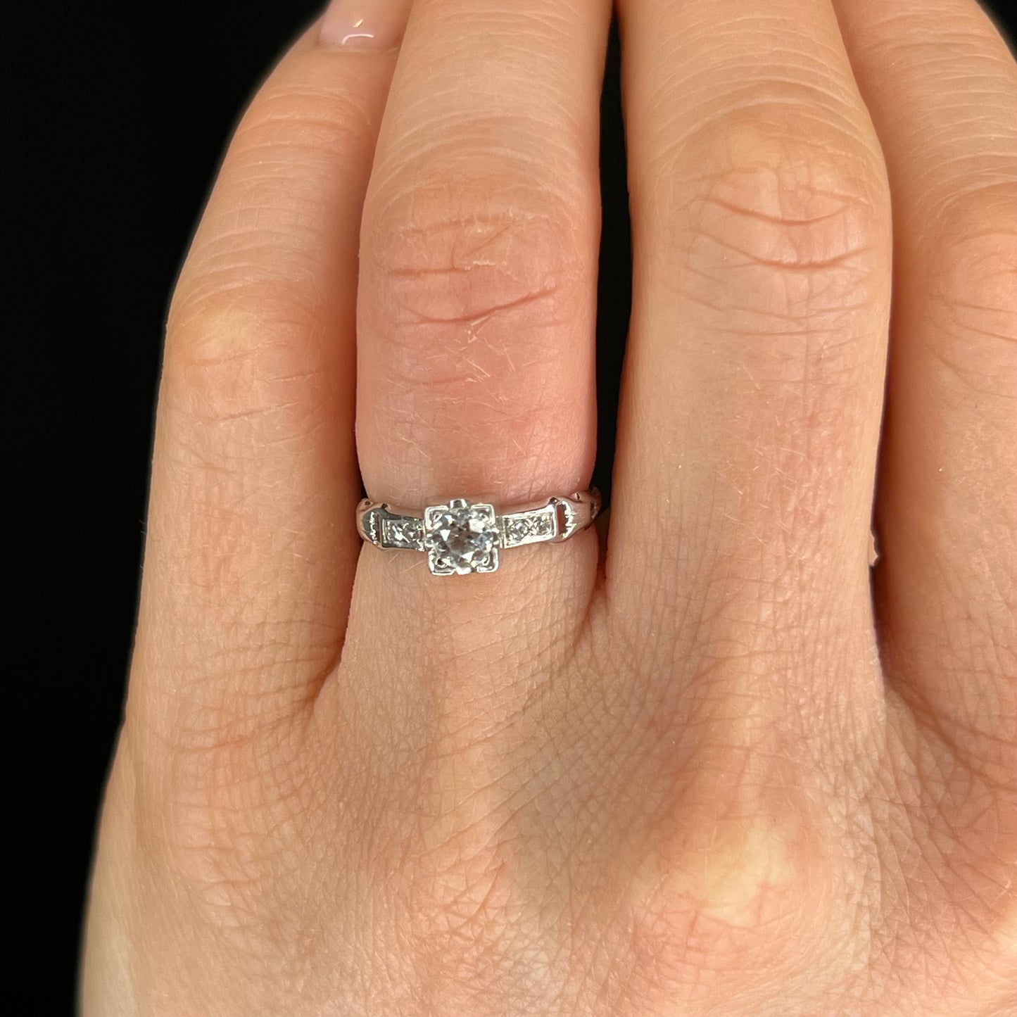 .35 Art Deco Engagement Ring in 18k White Gold
