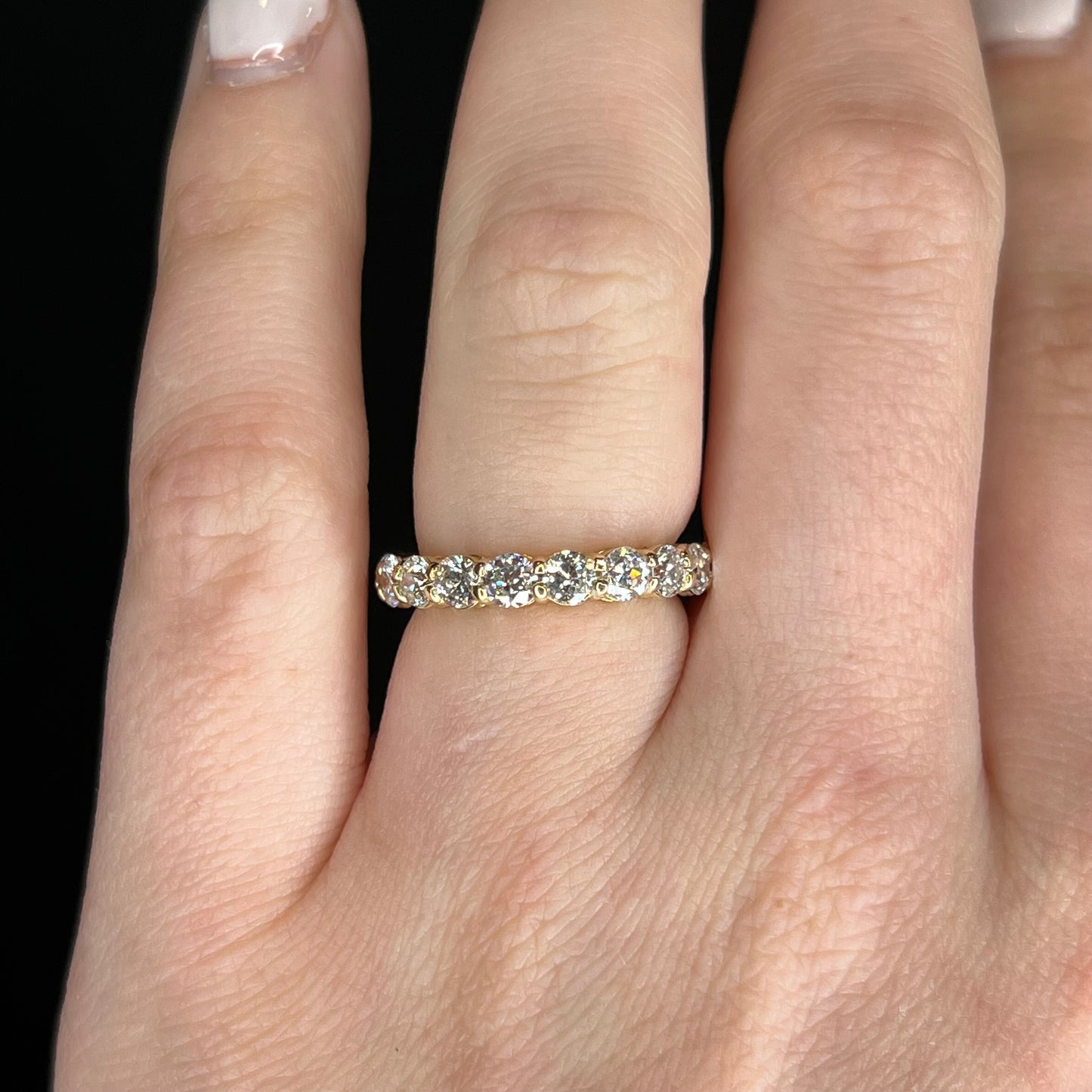 2.85 Old European Diamond Eternity Band in 14k Yellow Gold