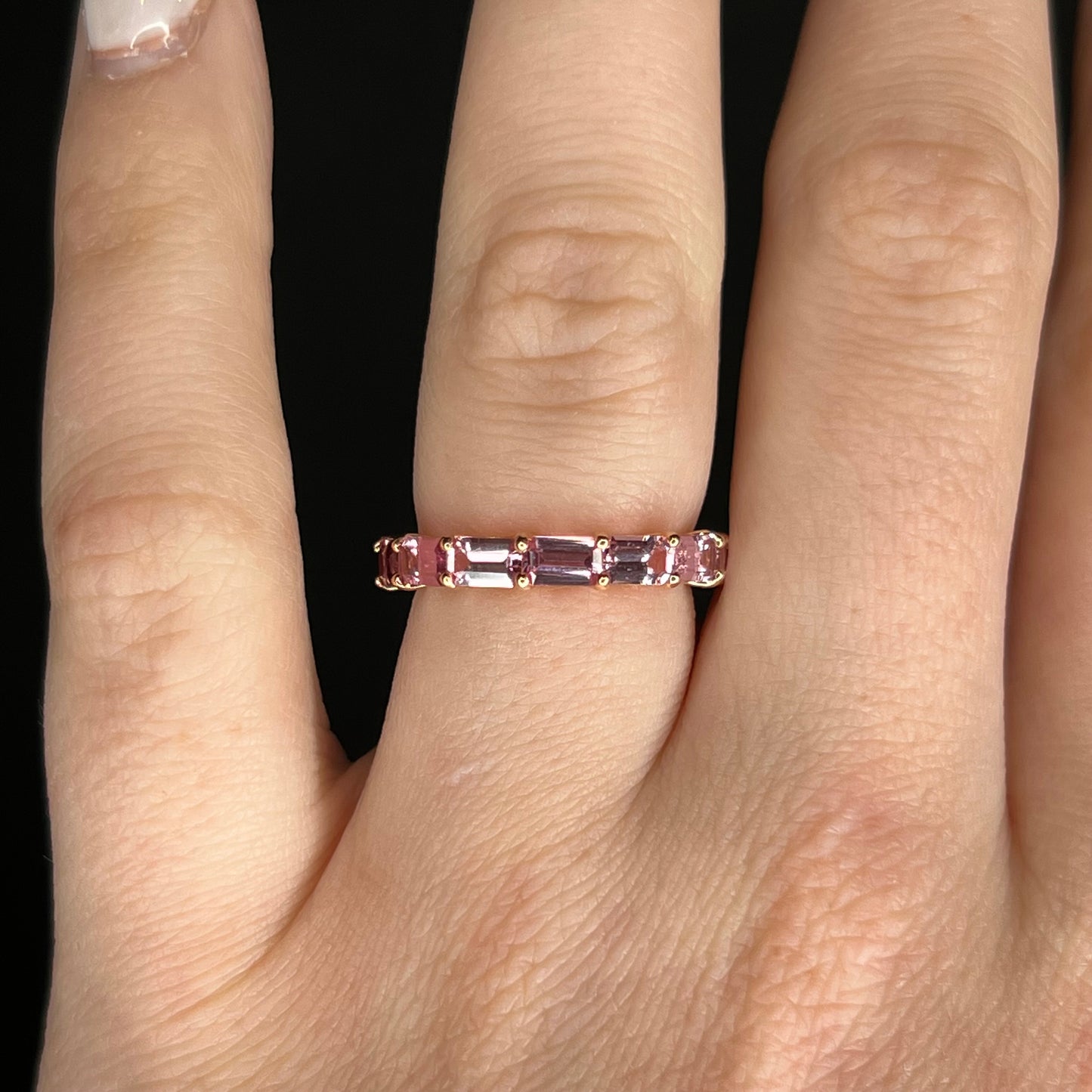 3.36 Pink & Purple Sapphire Eternity Band in 14k Rose Gold
