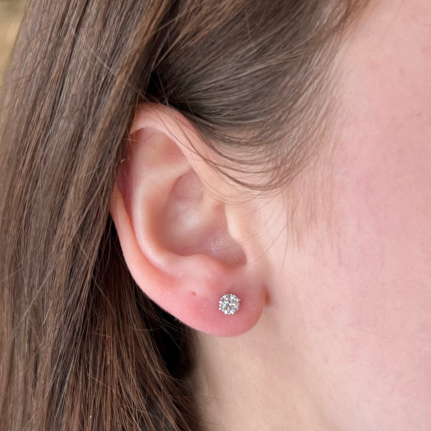 Stud Earrings w/ Round Brilliant Cut Diamonds in 14k