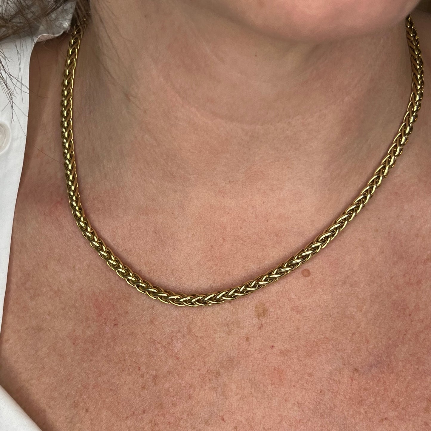 18 Inch Wheat Chain Necklace in 14k Yellow Gold