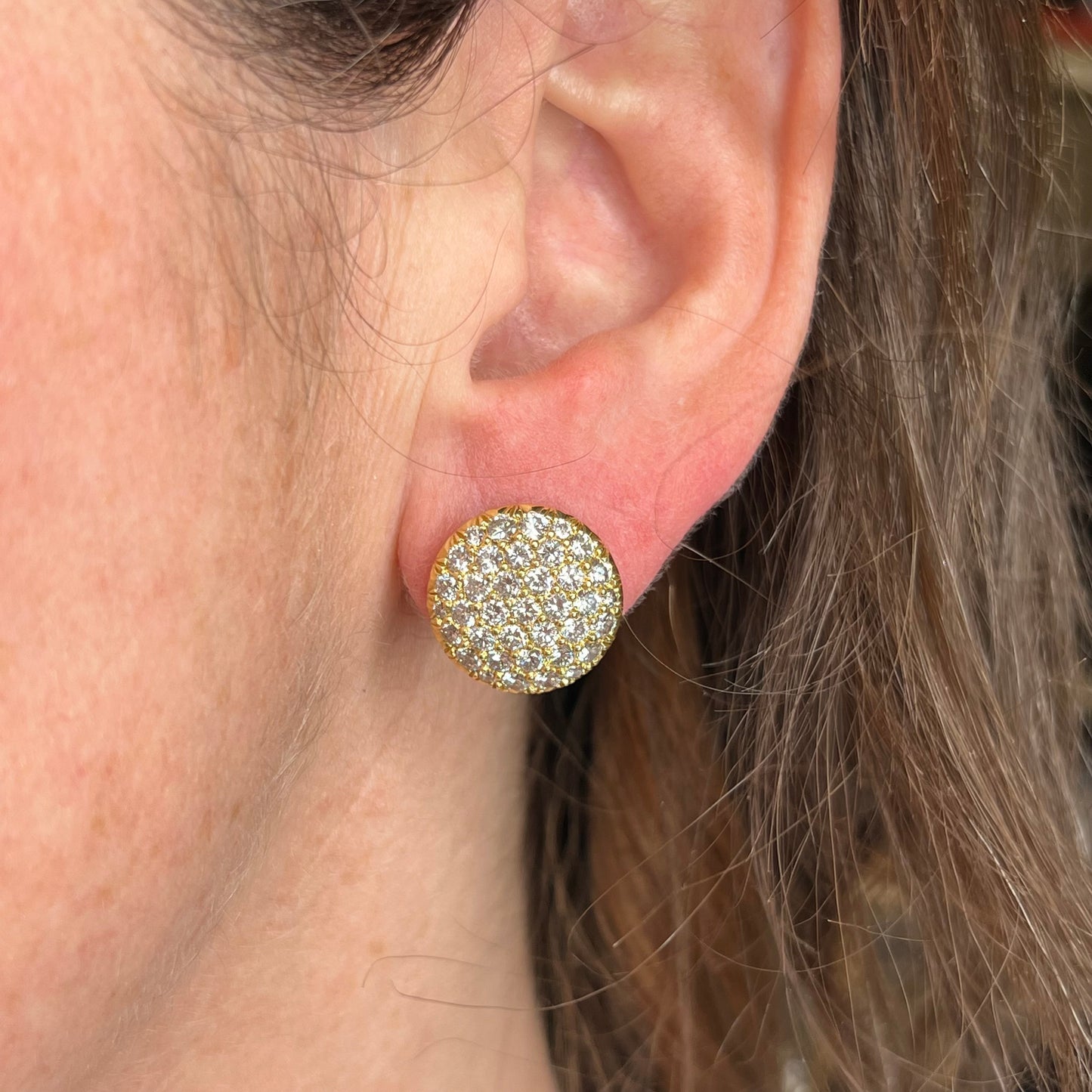 Kurt Wayne Pave Diamond Stud Earrings in 18k Yellow Gold