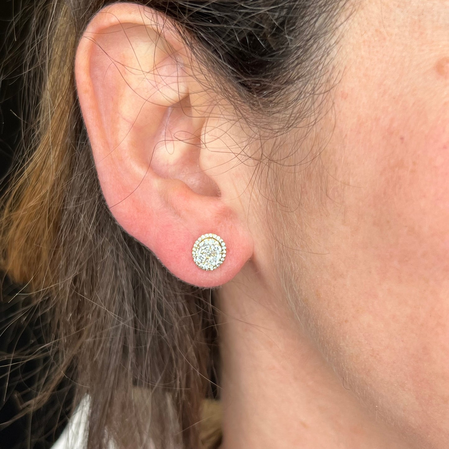 .91 Carat Diamond Cluster Earrings in 14k Yellow Gold