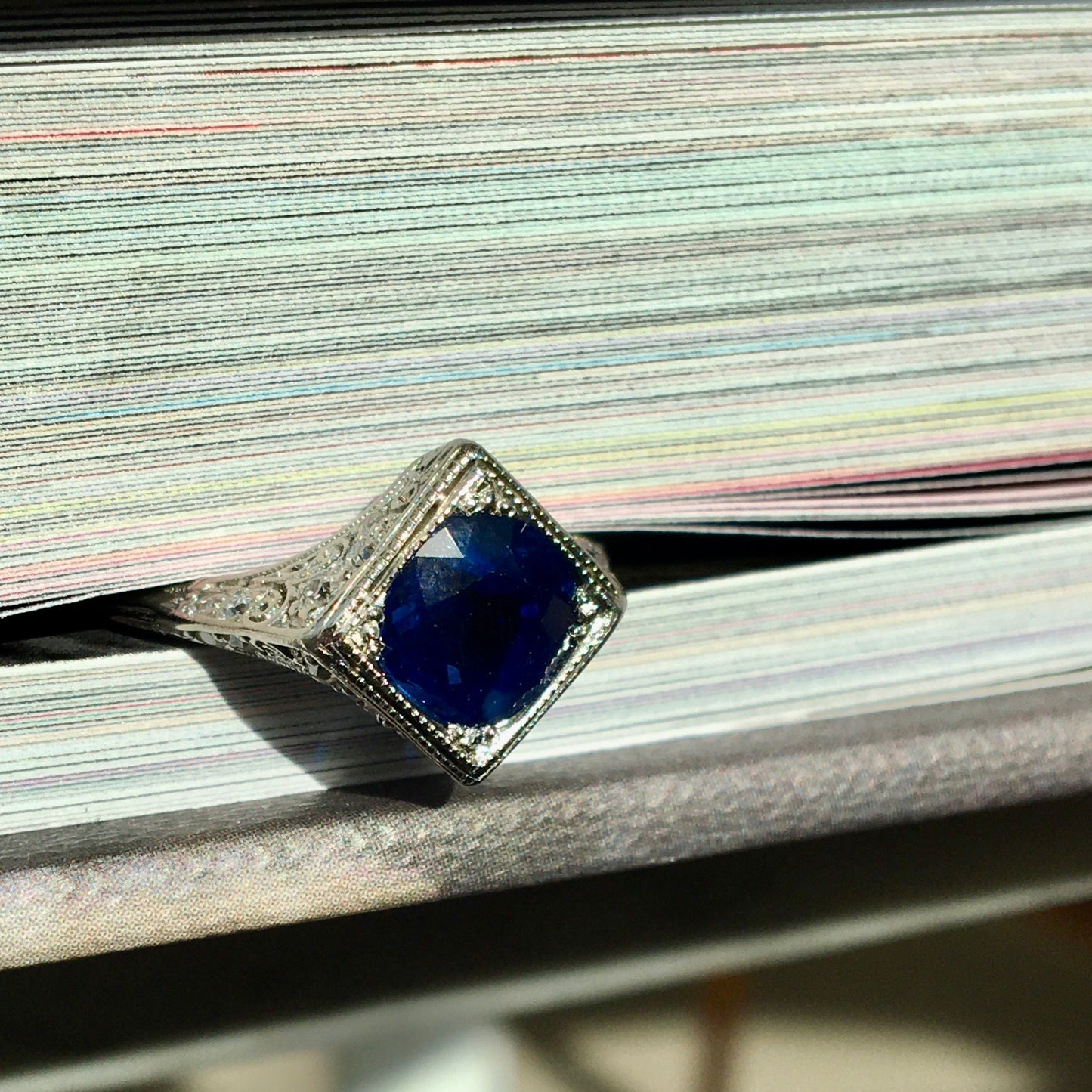 Hayden W. Wheeler & Co. Sapphire Filigree Engagement Ring