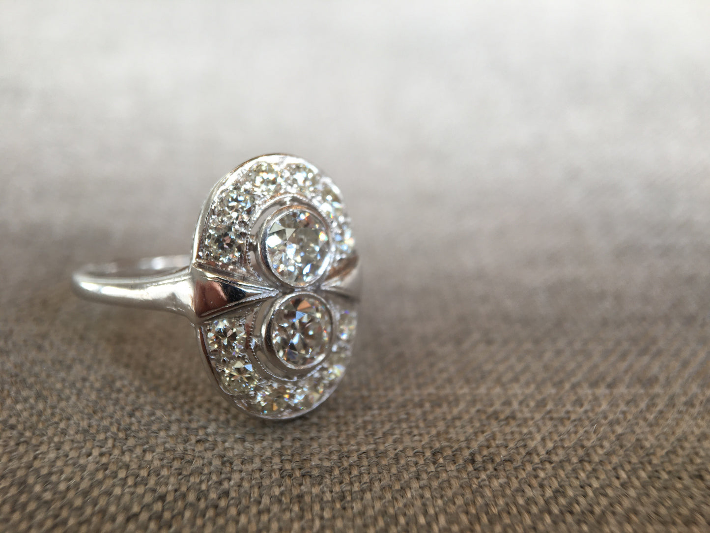 Retro Old European Cut Diamond Ring Platinum