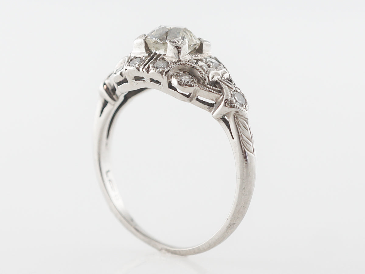 Vintage Deco Cluster Engagement Ring in Palladium