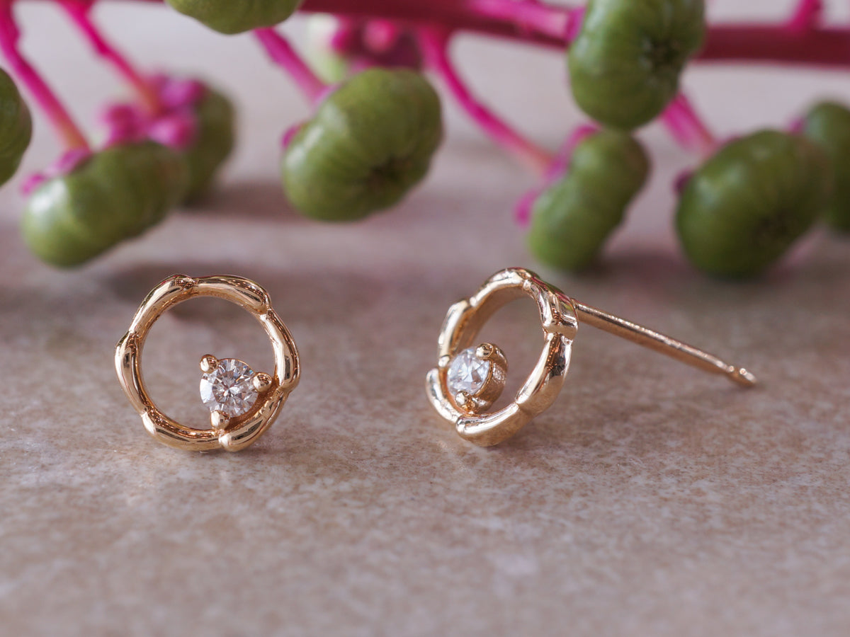 Light Diamond Hoop Earrings in 14k Yellow Gold