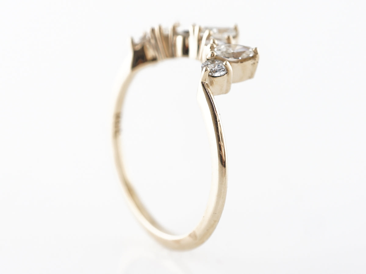 Marquise & Round Diamond Wedding Band in 14k