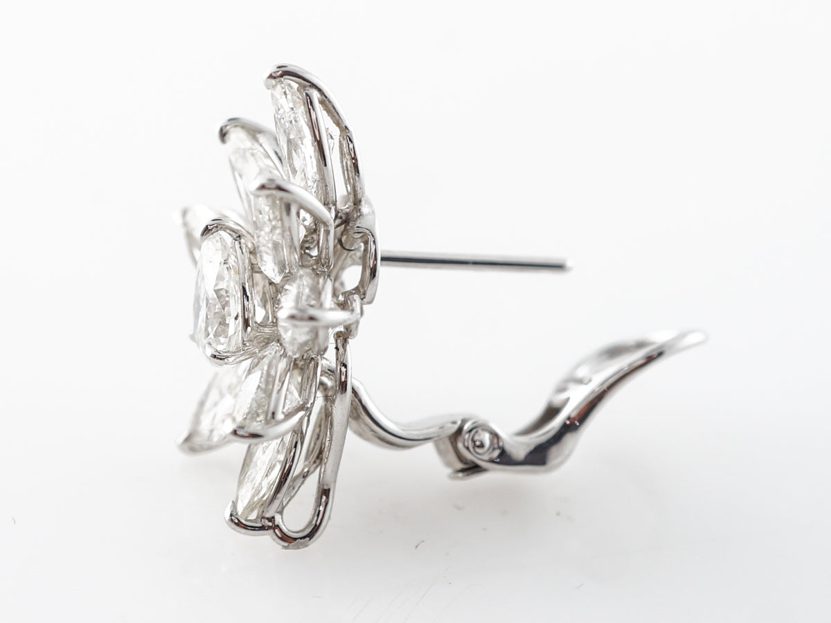 Marquise & Pear Diamond Cluster Earrings in Platinum