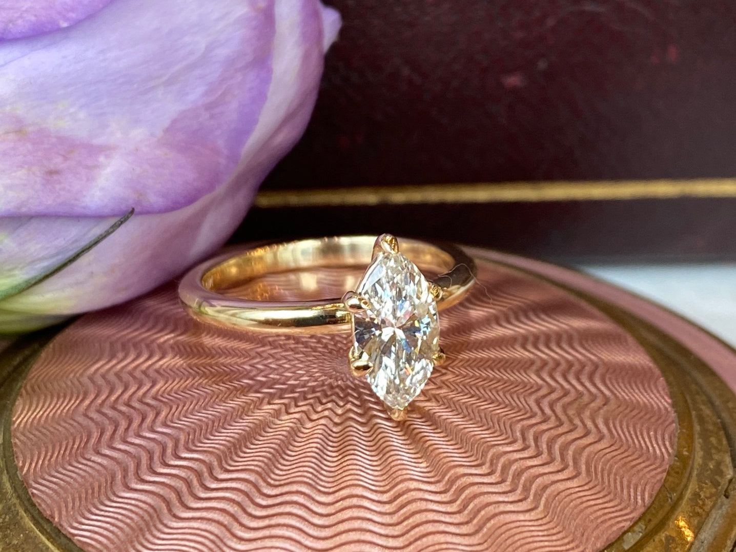 Marquise Diamond Engagement Ring 14k Yellow Gold