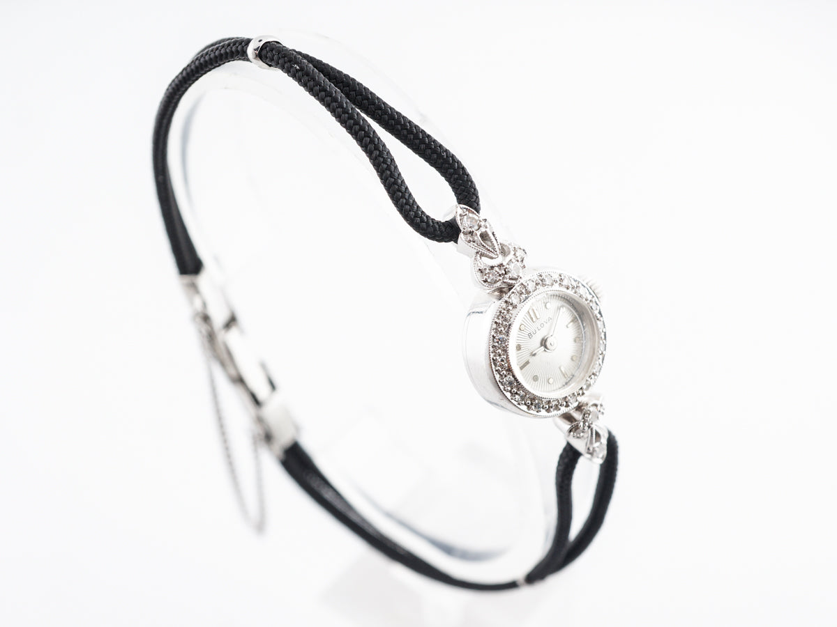 Mid-Century Bulova Watch w/ Diamonds in 14k