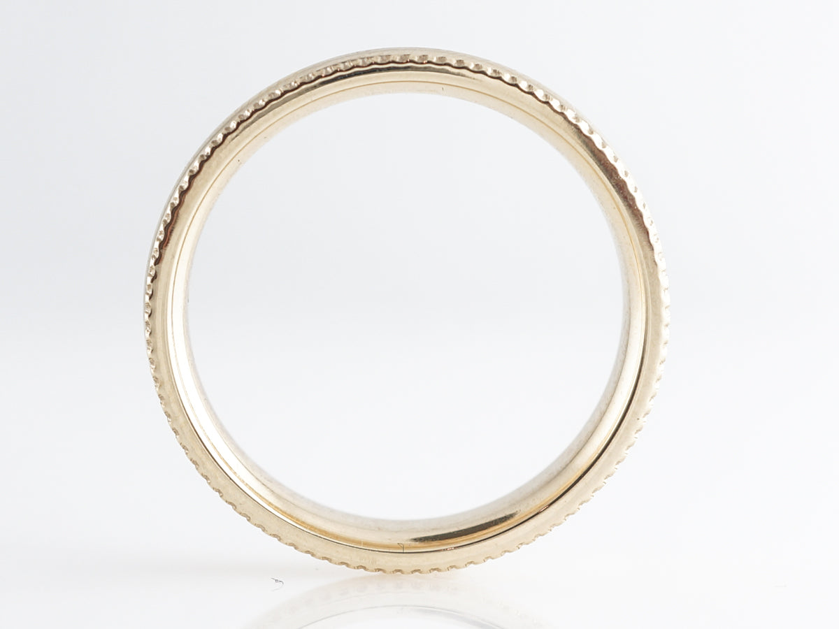 Milgrain Bordered Half Round Men's Wedding Band