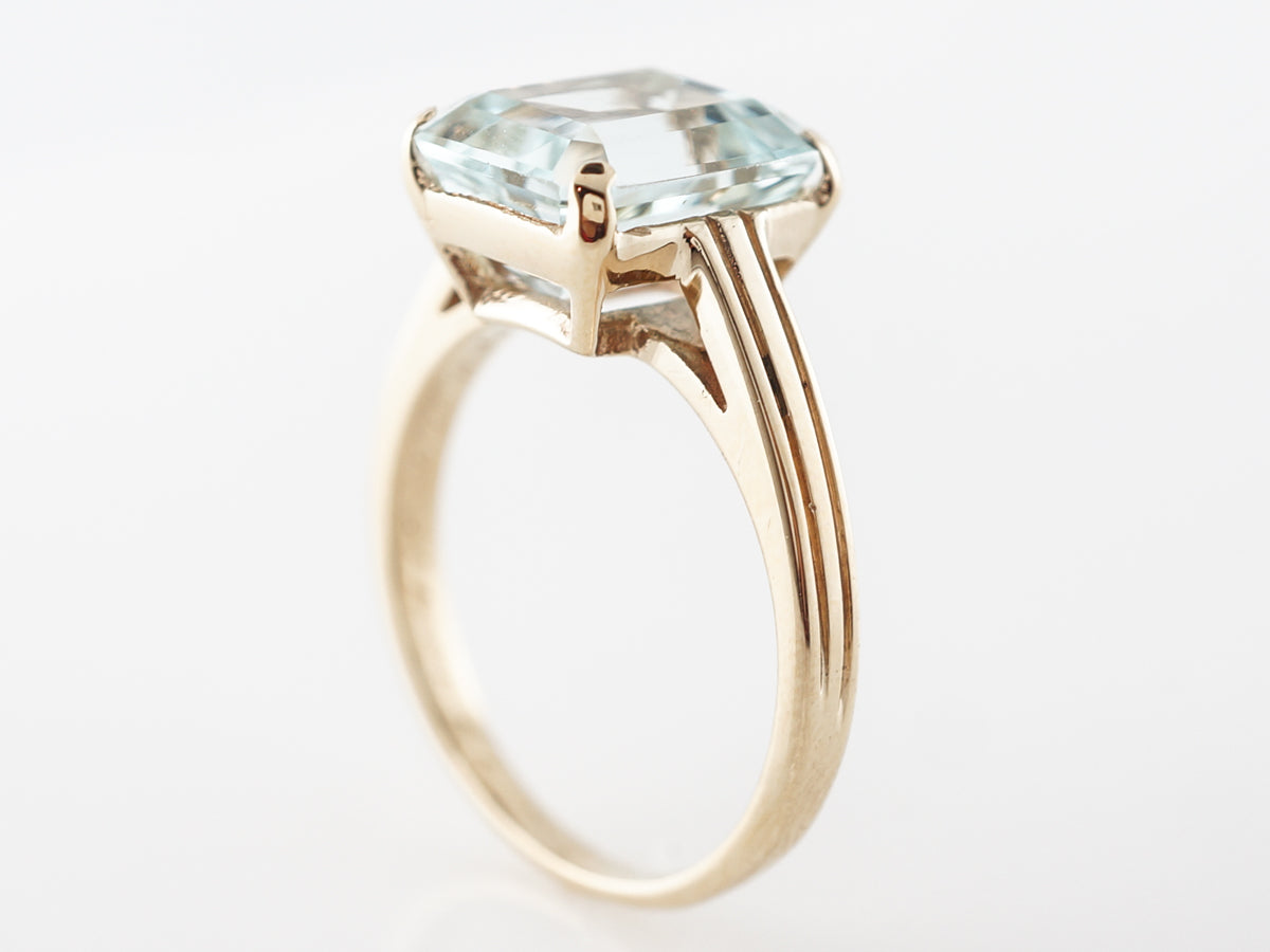 3 Carat Emerald Cut Aquamarine Cocktail Ring 14k