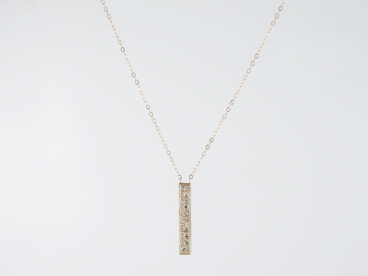 Thin Pave Diamond Bar Necklace in 14k Yellow Gold